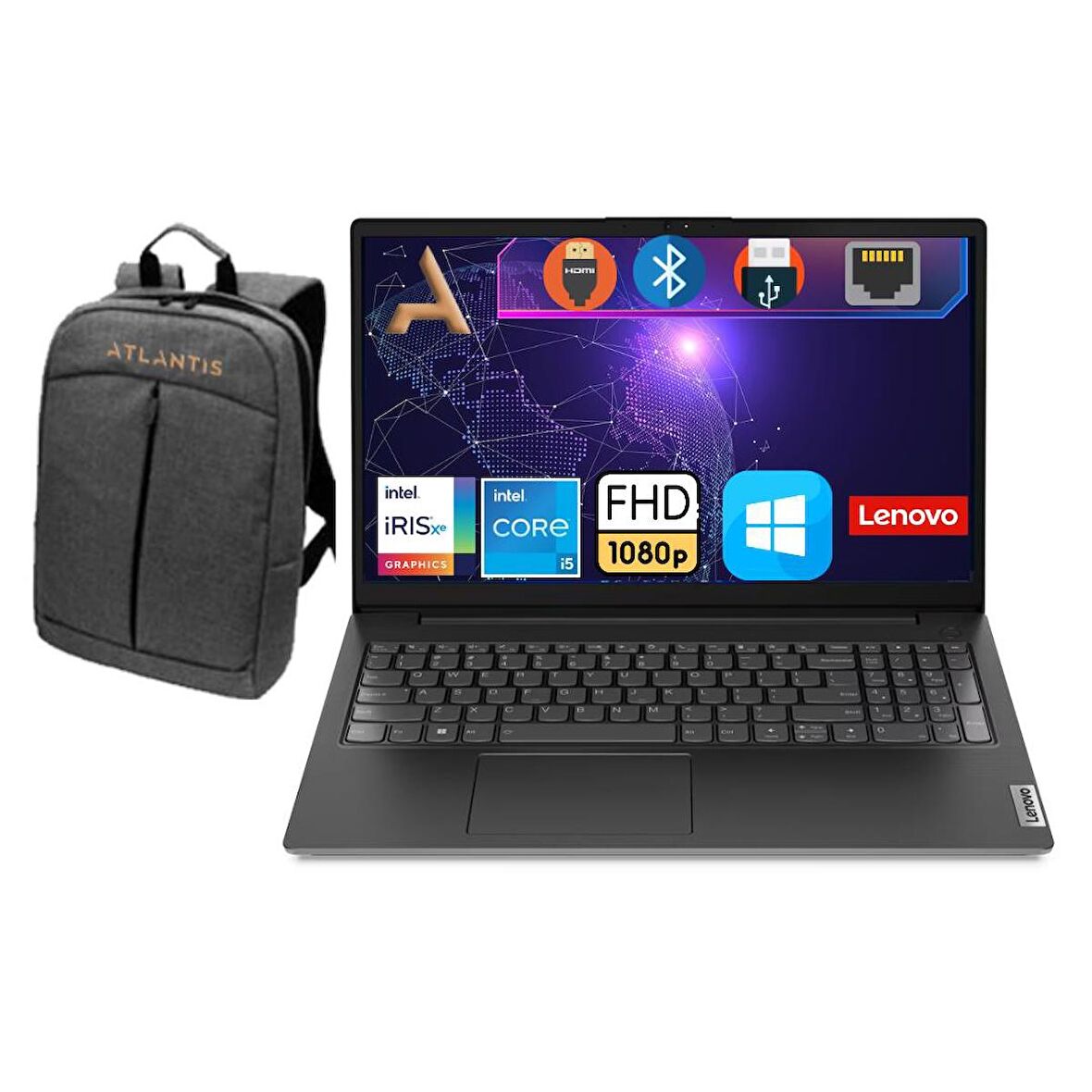 Lenovo V15 G3 I5-1235U 16GB 1TB SSD W11Pro 15.6" FHD Notebook 82TT00A5TX0224+Çanta