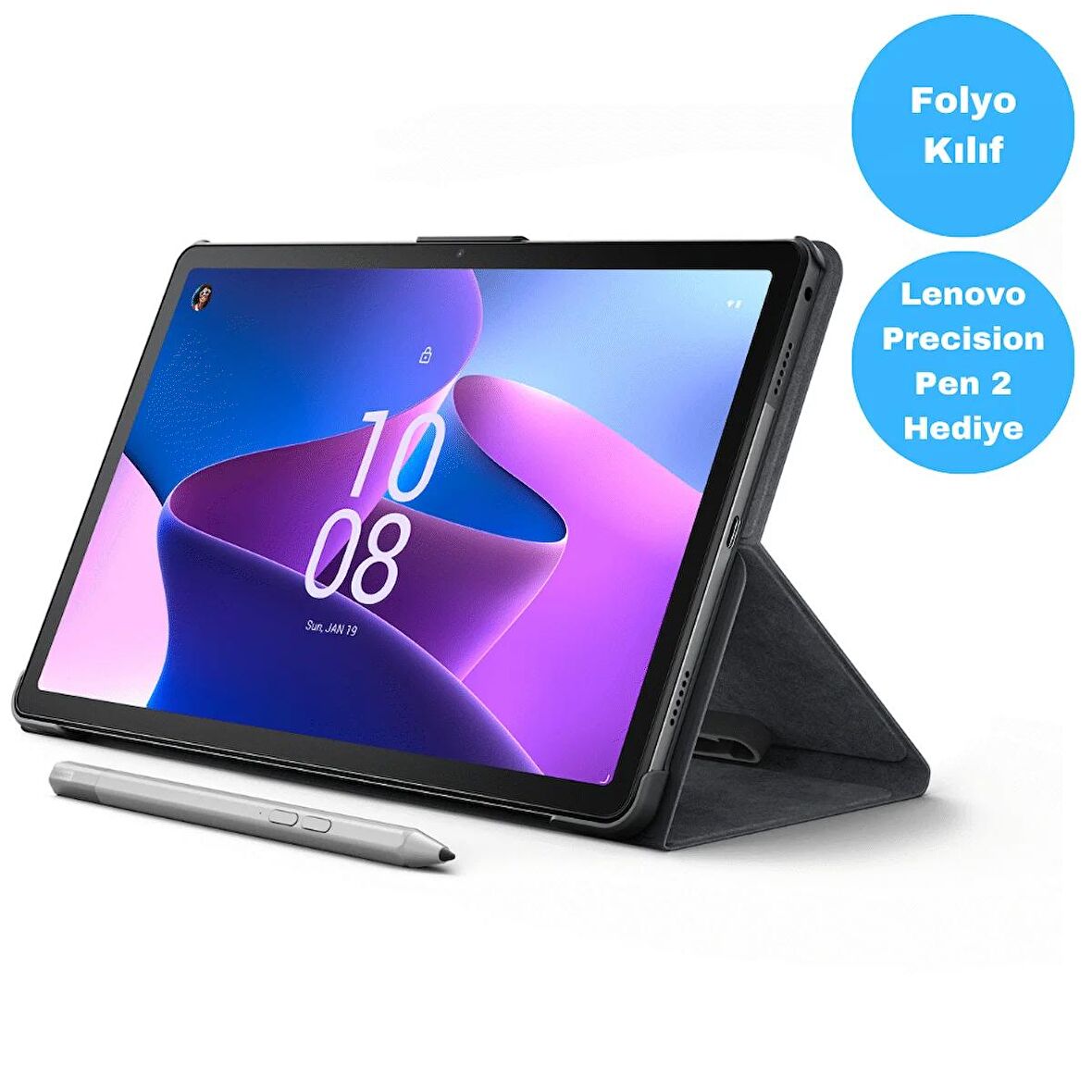 Lenovo Tab M10 Plus (3rd Gen) TB128FU 10.6'' 4GB + 128GB 2K 10.6'' Wi-Fi Tablet ZAAM0175TR Kılıf ve Lenovo Precision Pen 2 Hediyeli