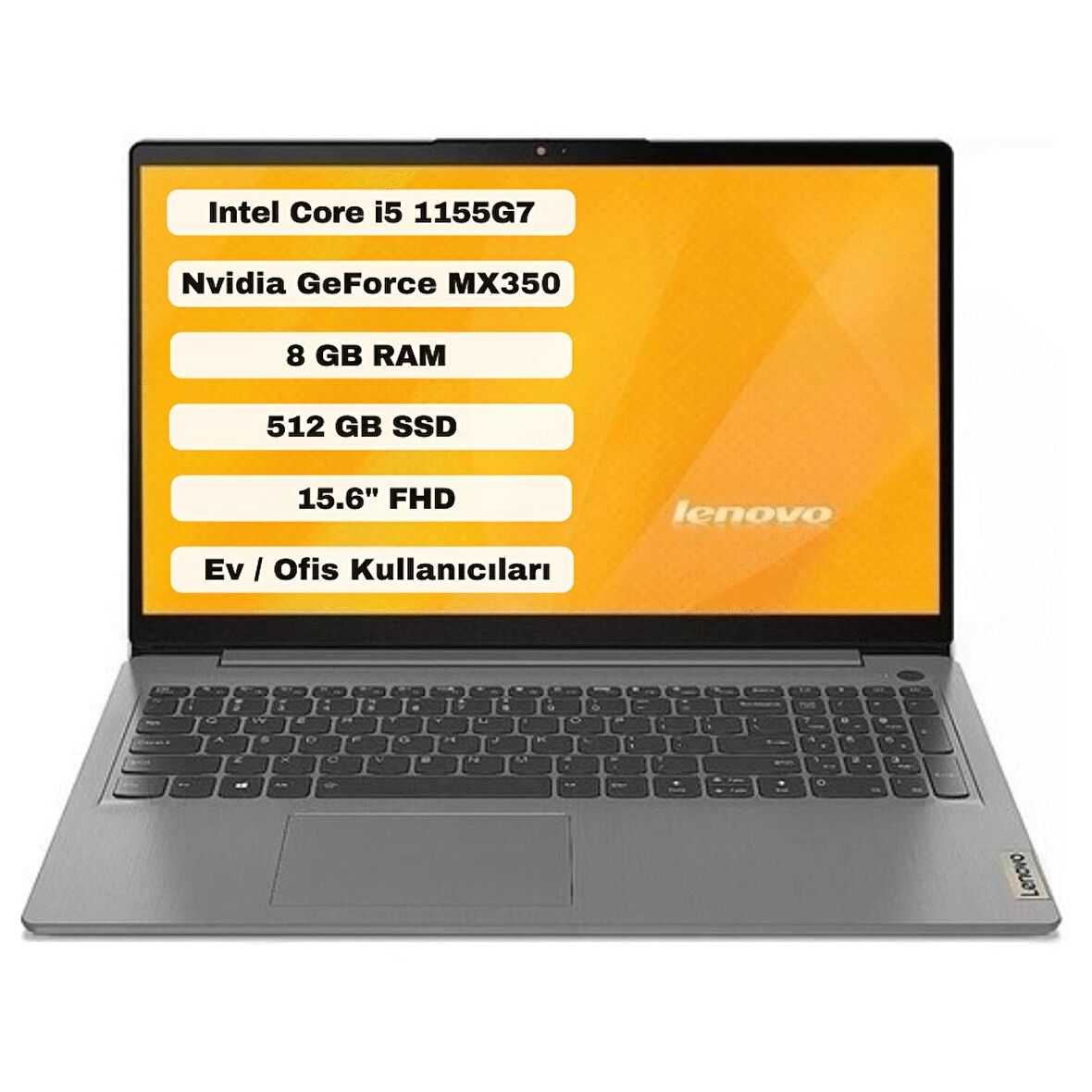 Lenovo Ideapad 3 15ITL6 Intel Core I5 1155G7 8gb 512GB SSD Nvidia Geforce MX350 Freedos 15.6" Fhd Taşınabilir Bilgisayar 82H803EYTX