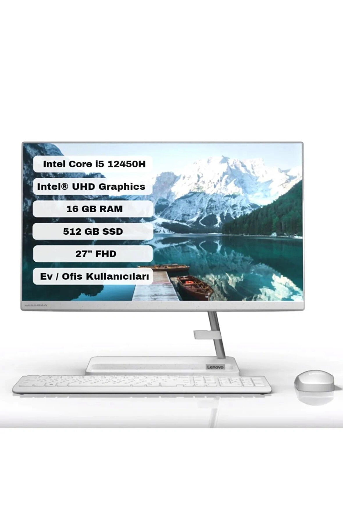 Lenovo IdeaCentre AIO 3 27IAP7 Intel Core i5 12450H 16GB 512GB SSD Windows 10 Pro 27" FHD All In One Bilgisayar F0GJ00GQTXM1