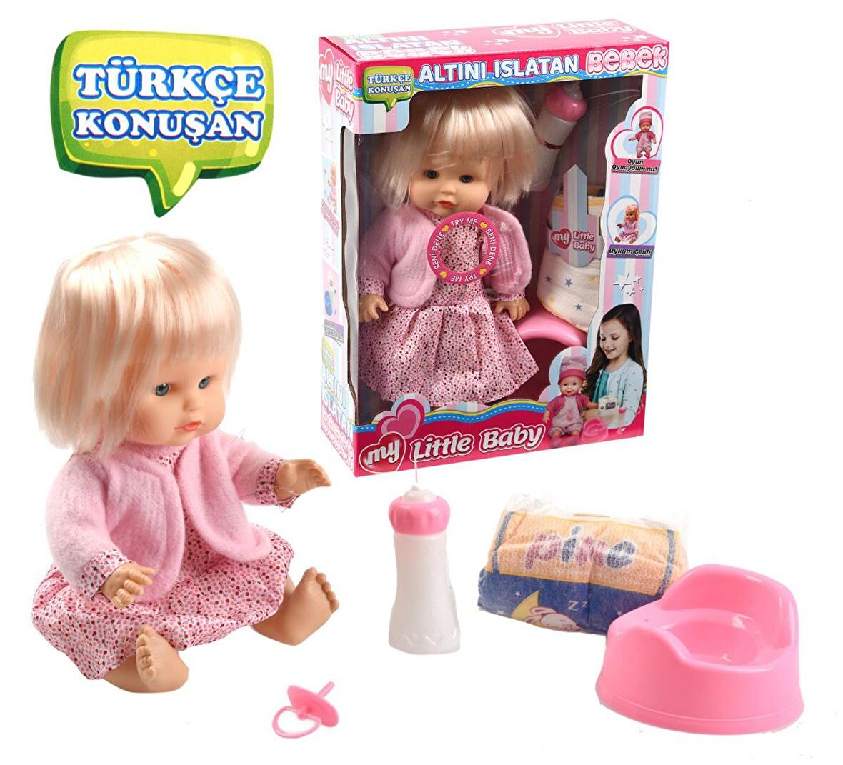 My Little Baby, Türkçe Konuşan Altını Islatan  Aksesuarlı Bebek-30 cm