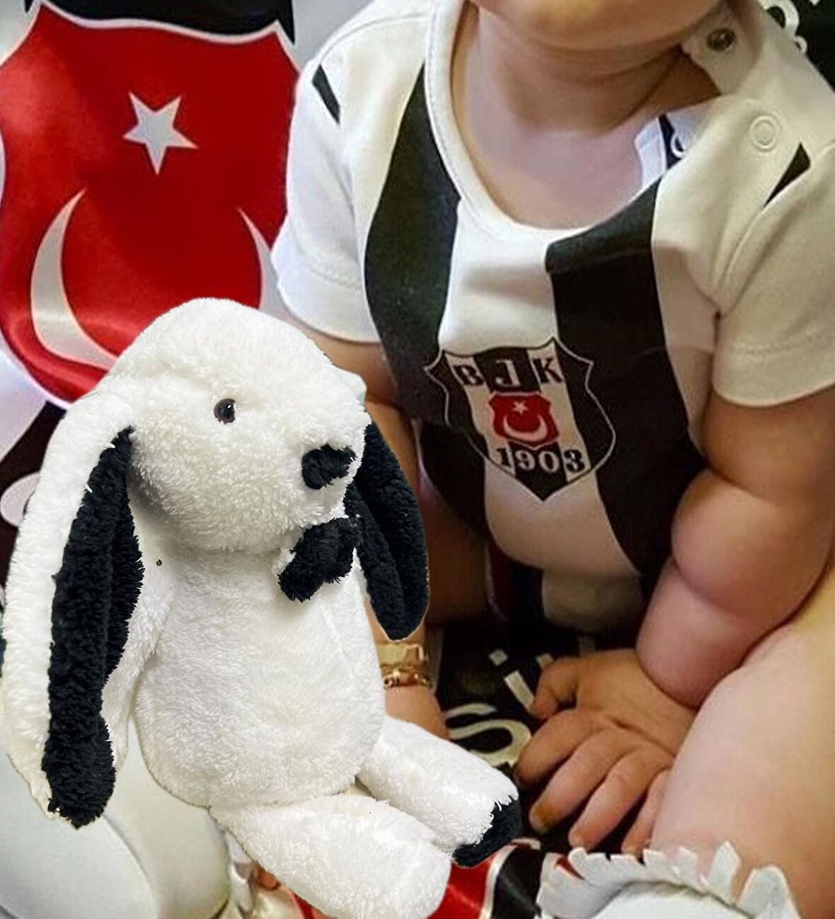 Uyku Arkadaşım PAPYONLU Uzun Kulak Bunny Peluş Tavşan 65 cm
