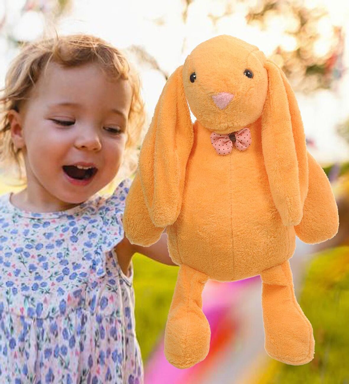 Uyku Arkadaşım PAPYONLU Uzun Kulak Bunny Peluş Tavşan 65 cm