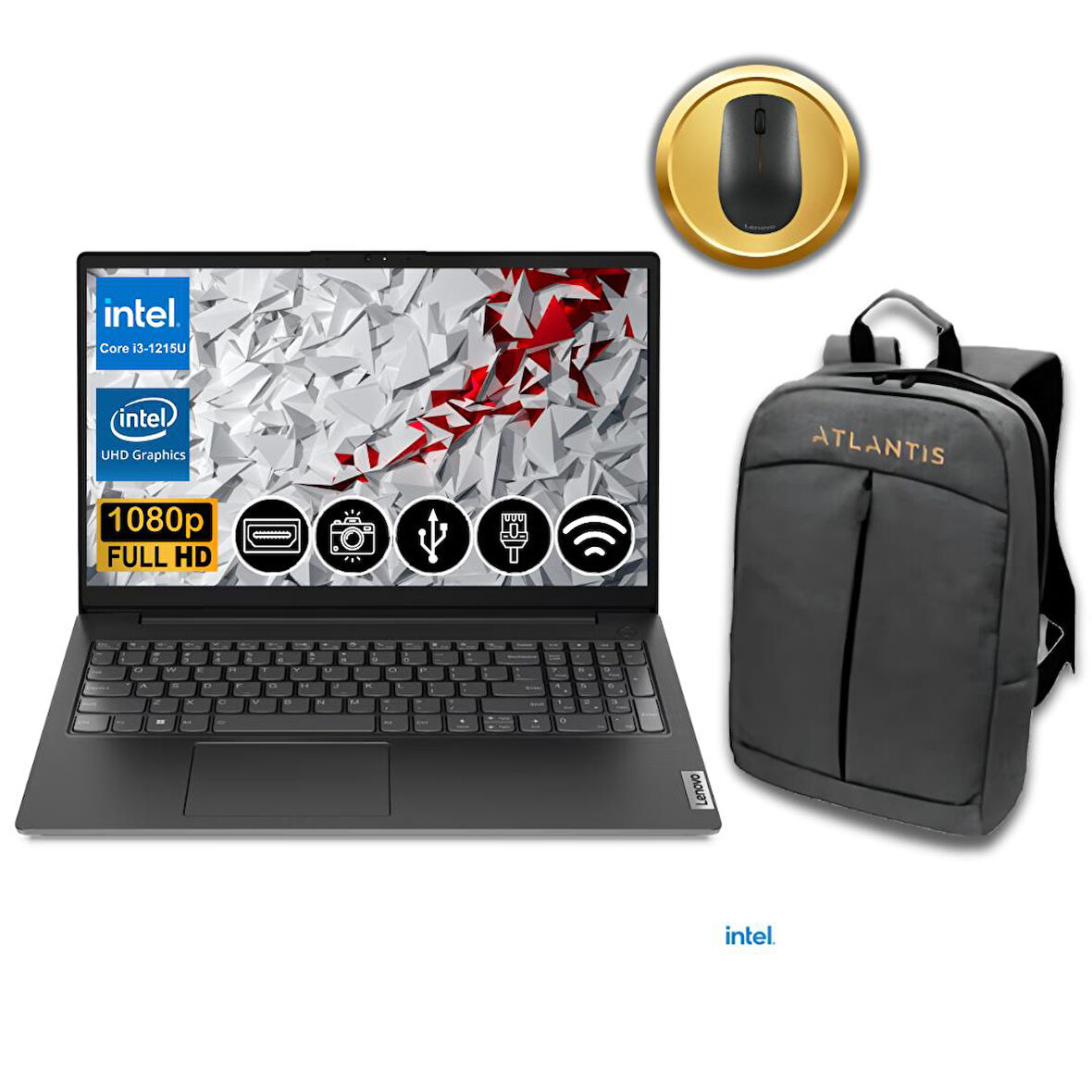 Lenovo V15 i3-1215U 16GB 1TB M.2 SSD 82TT00A0TX ATL30 15.6" Fdos Notebook Çanta&Mouse