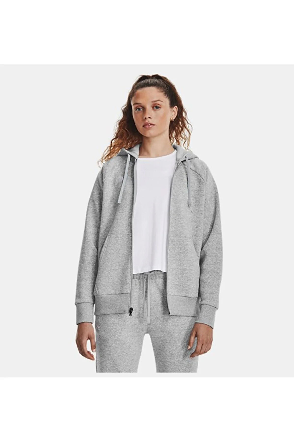 Kadın UA Rival Fleece Tam Boy Fermuarlı Kapüşonlu Üst 1379497-012