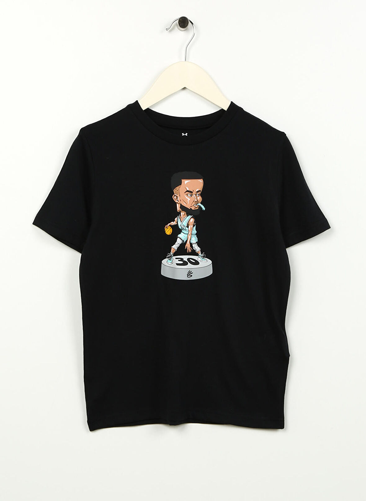 Under Armour Siyah Erkek Çocuk Kısa Kollu Bol Kesim Düz T-Shirt 1380079-001 UA CURRY BOBBLEHEAD SS