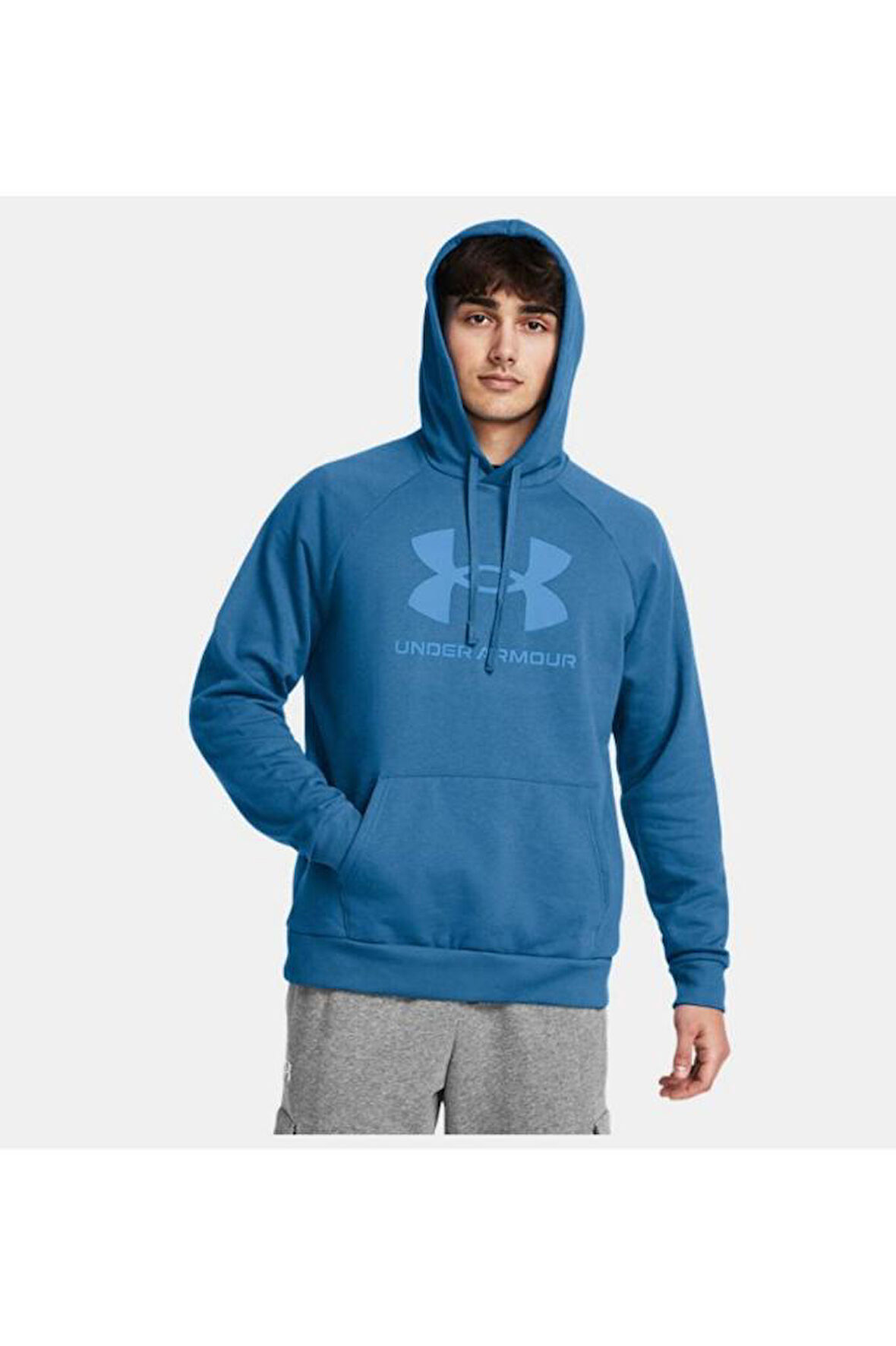 Erkek UA Rival Fleece Logo Kapüşonlu Üst 1379758-406