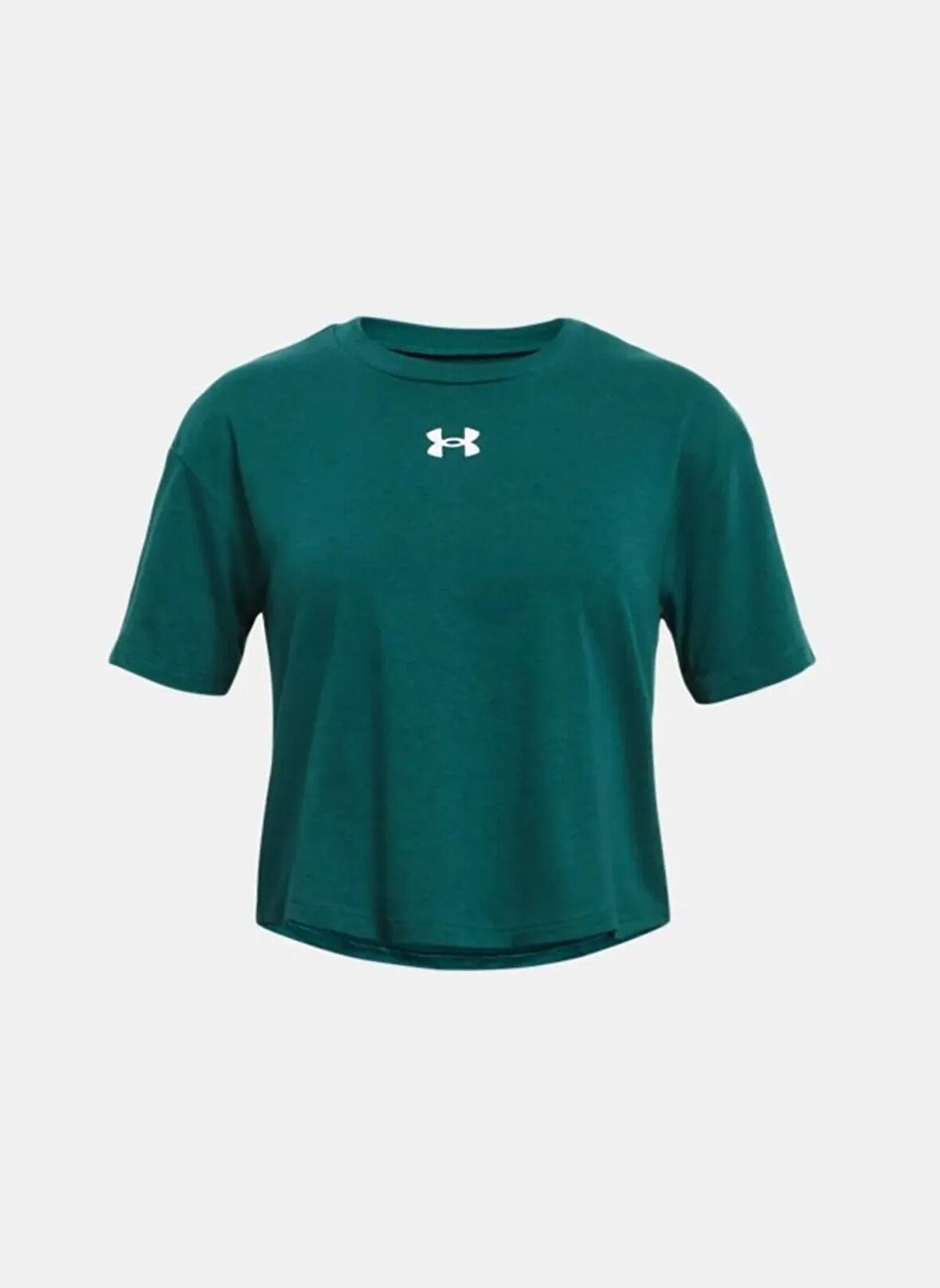 Under Armour Düz Petrol Kadın T-Shirt 1380878-449-CROP SPORTSTYLE LOGO SS