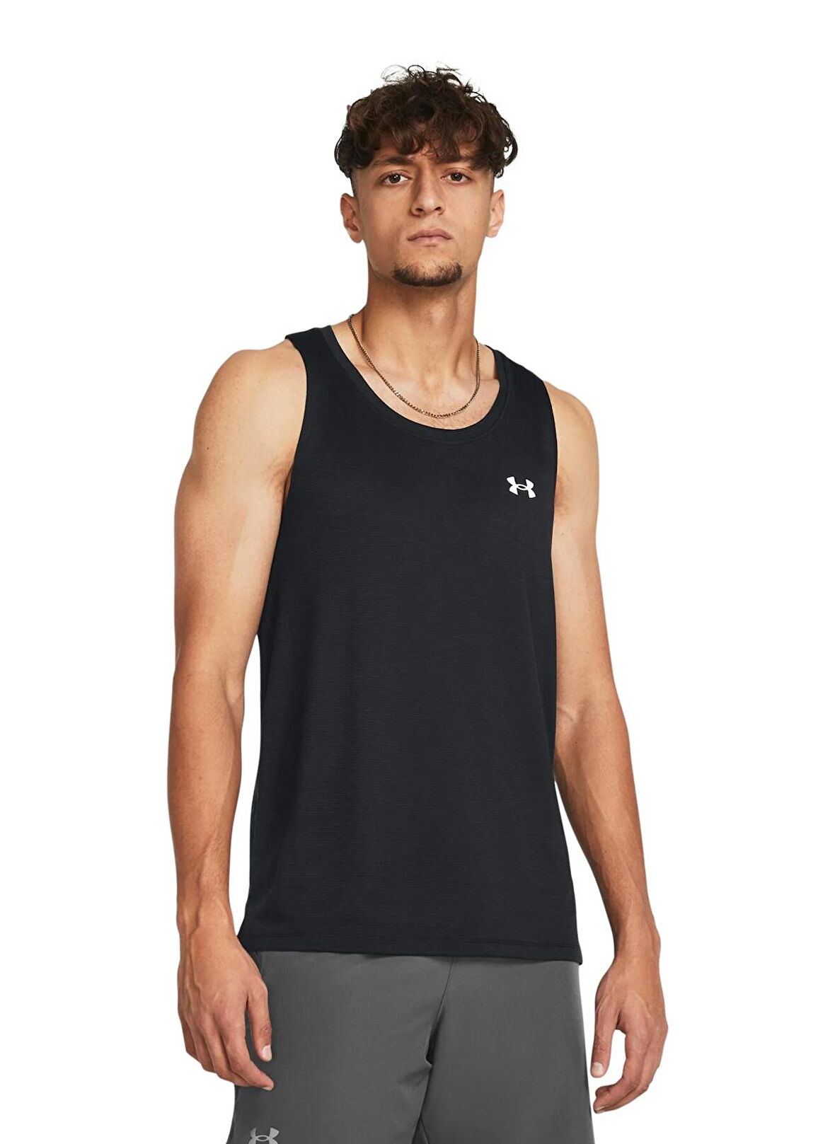 Under Armour 1382585-001 UA Launch Singlet Siyah Erkek Klasik Yaka Oversize Atlet