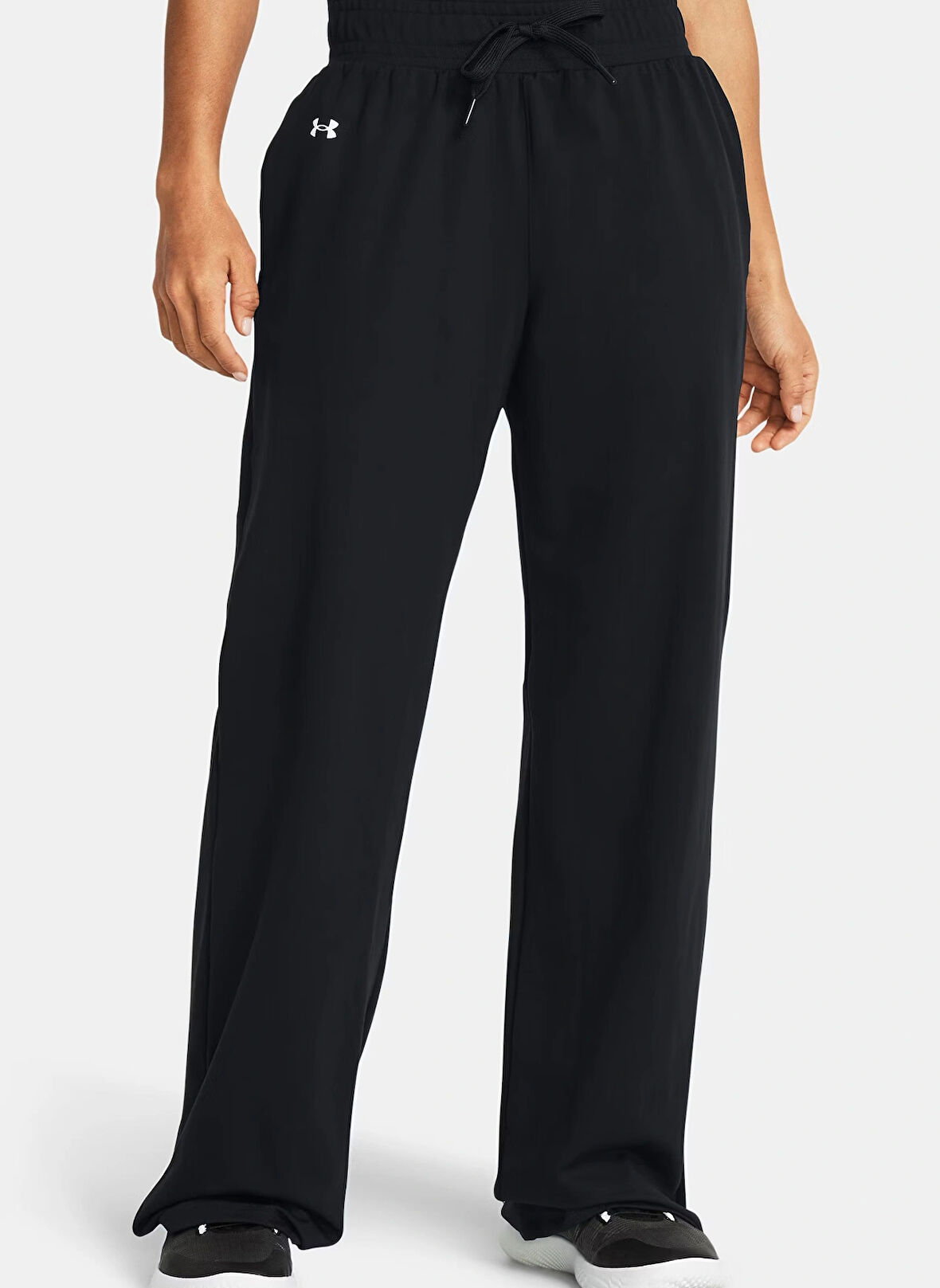 Siyah Kadın Lastikli Bel Bol Kesim Düz Eşofman Altı 1383721-001 Motion Open Hem Pant