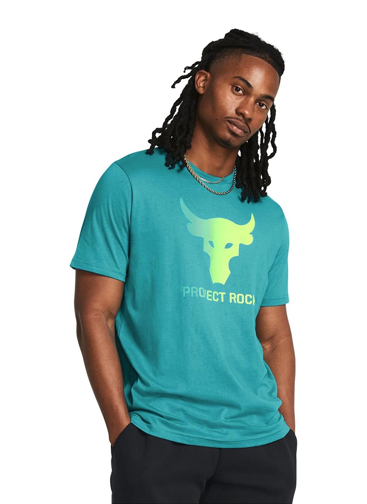 Under Armour 1383191-464 UA Pjt Rck Payoff Graph Petrol Erkek Bisiklet Yaka Oversize T-Shirt