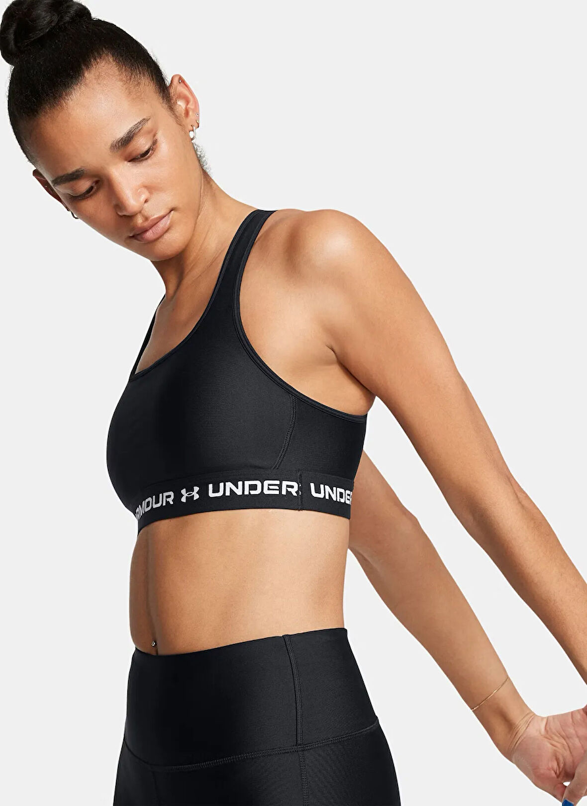Under Armour 1361034-006-Crossback Mid Bra Siyah Sporcu Sütyeni