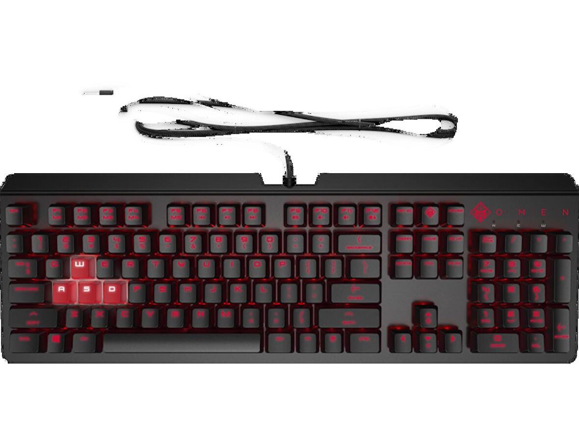 HP 6YW76AA Omen Encoder LED Kablolu Mekanik Oyuncu Klavyesi  RGB (Cherry MX Red)