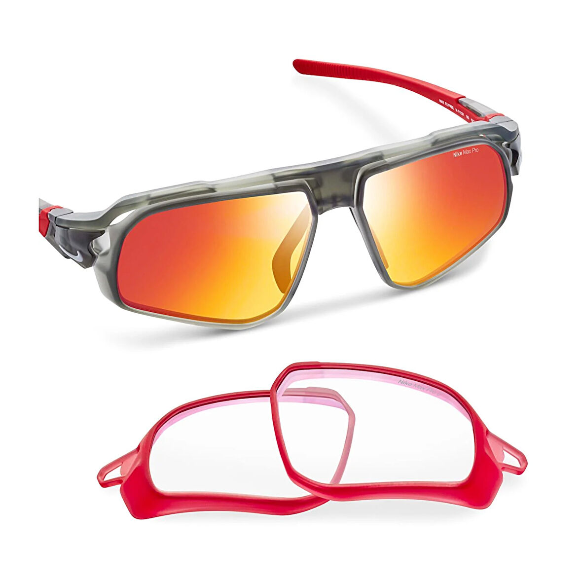 Nike Flyfree M FV2391 060 59 Outdoor Kırmızı Aynalı Değiştirilebilir Camlı Füme Güneş Gözlüğü