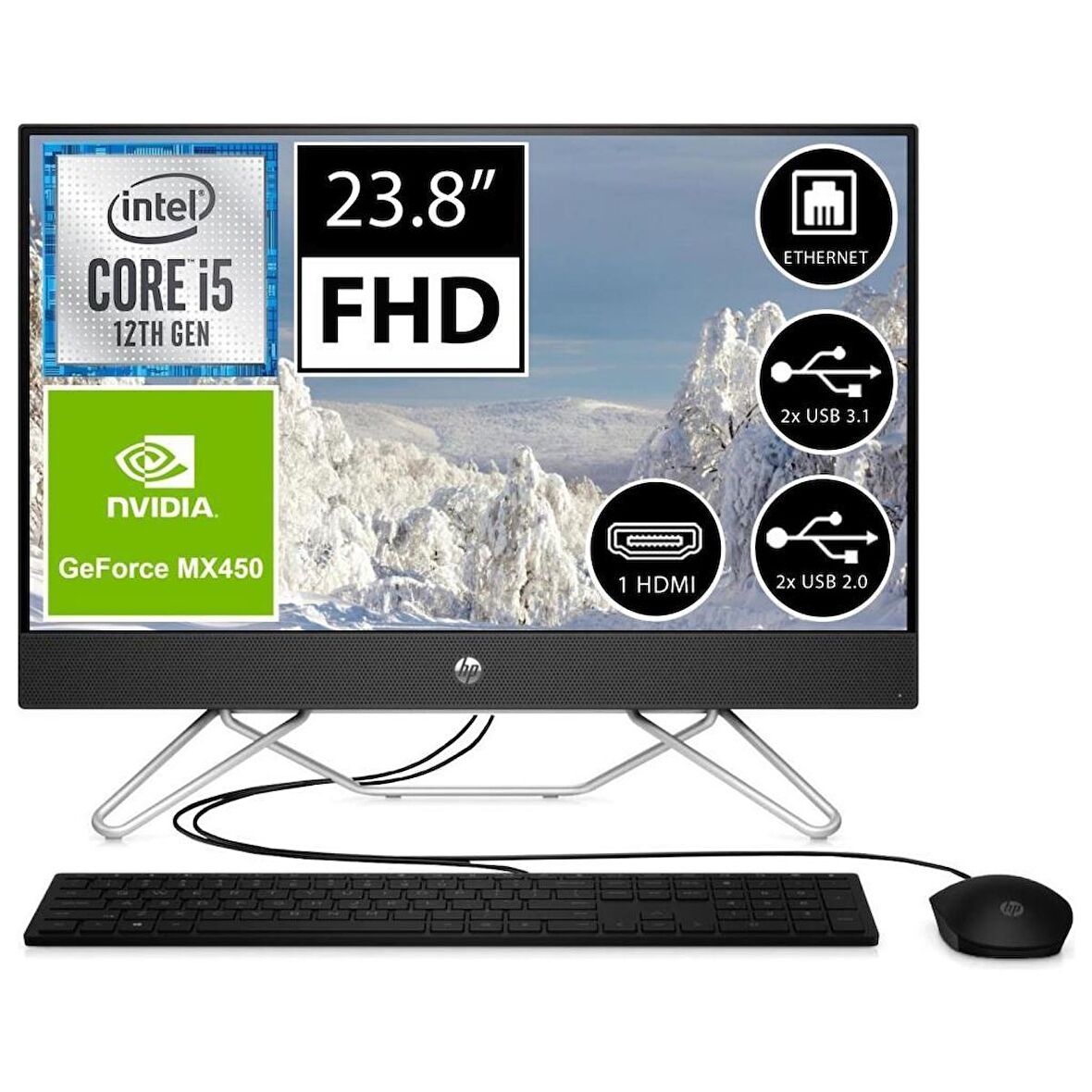 HP 79N36EA Intel Core i5-1235U 8 GB Ram 512 GB SSD Nvidia GeForce MX 450 23.8" Full HD All in One PC