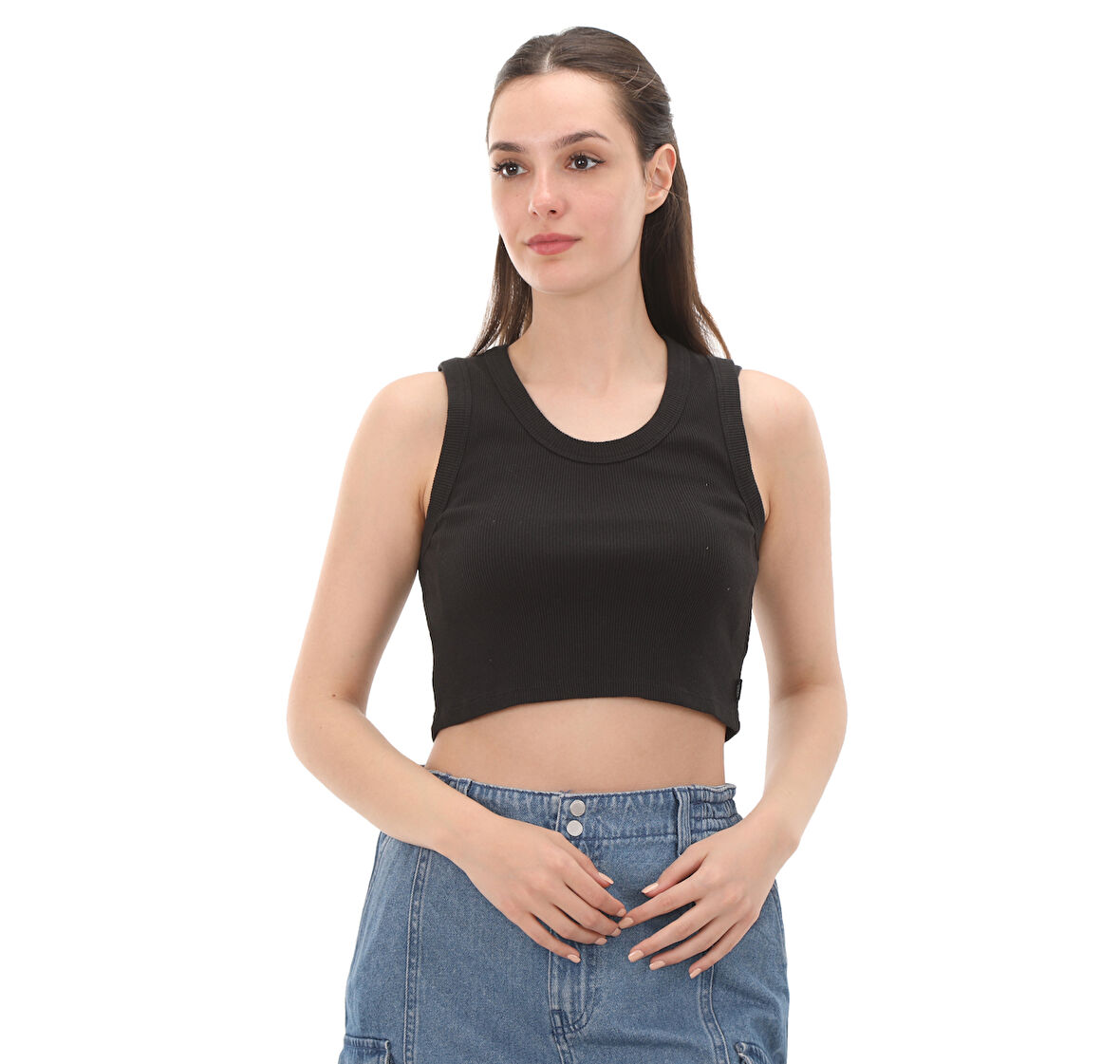000G3JBLK1-R Vans Drew Rib Tank Kadın T-Shirt Siyah