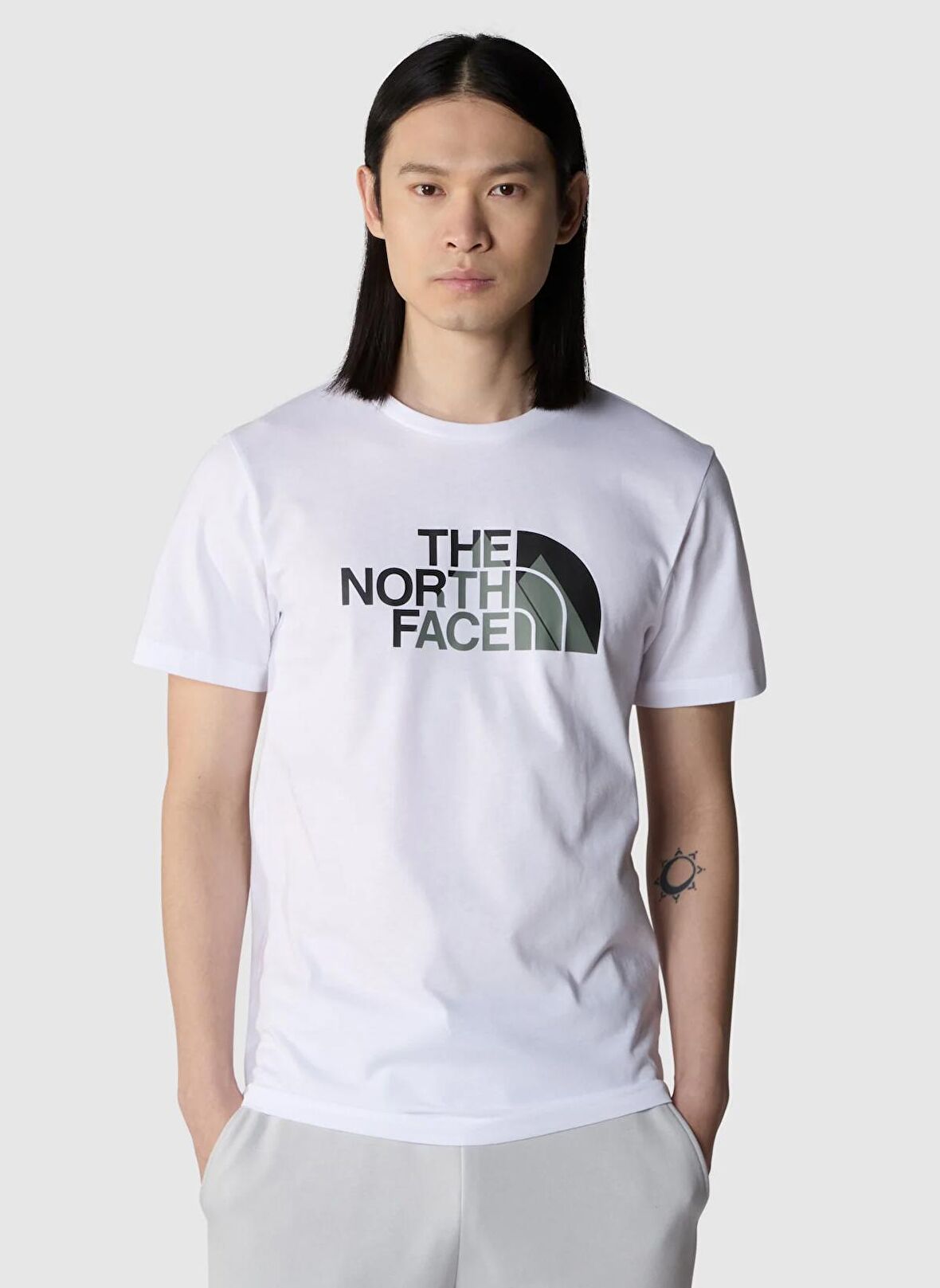 The North Face Beyaz Erkek Bisiklet Yaka Standart Fit Baskılı T-Shirt NF0A894XFN41_M BINER GRAPHIC 1 TEE