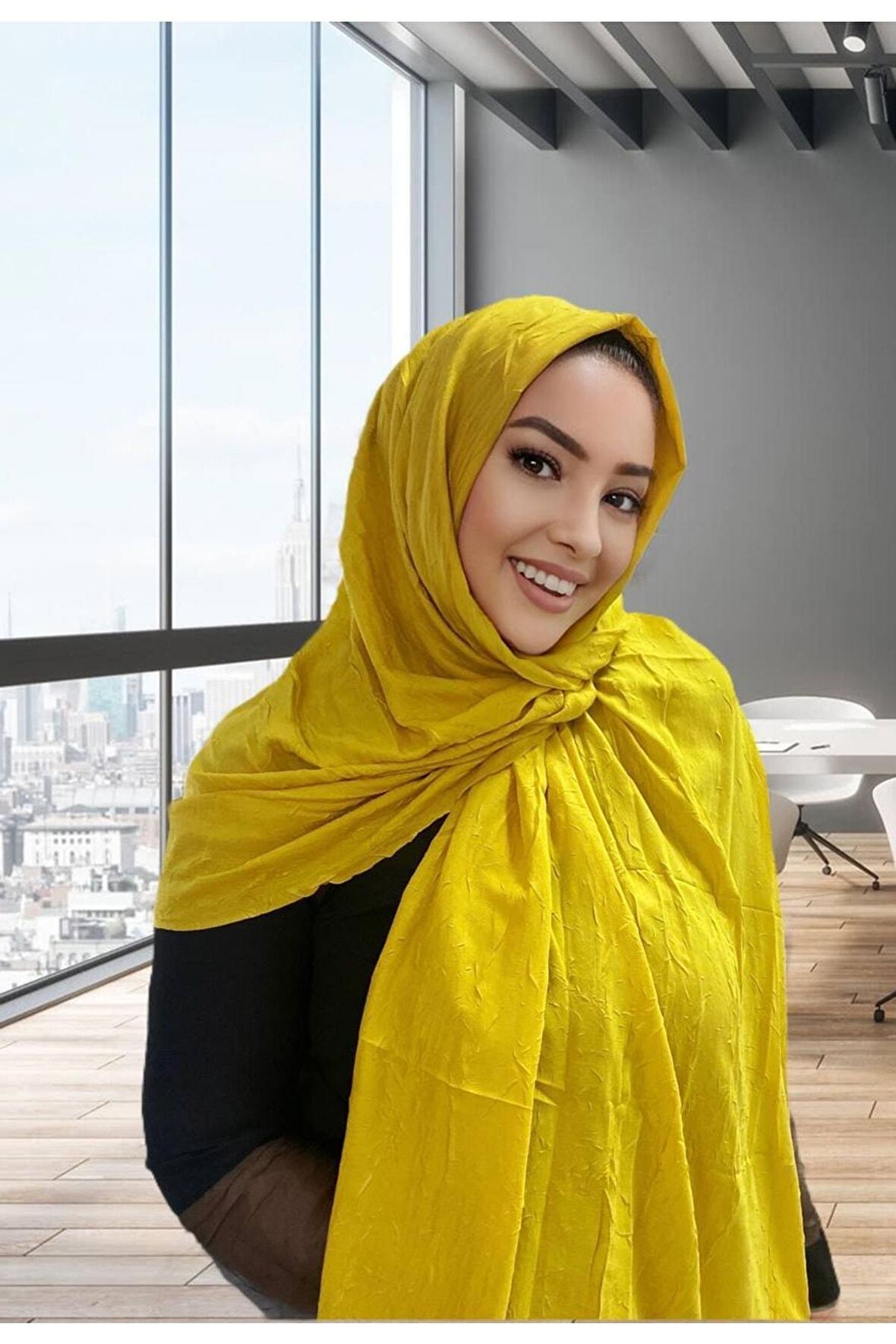 AlcanAvm Bambu Kraş Şal Hardal