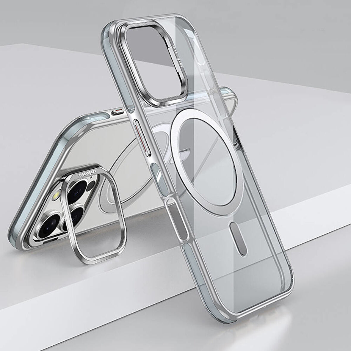 Gpack iPhone 16 Pro uyumlu Kılıf Wlons Magsafeli Renkli Çerçeve Standlı Efsane Kapak