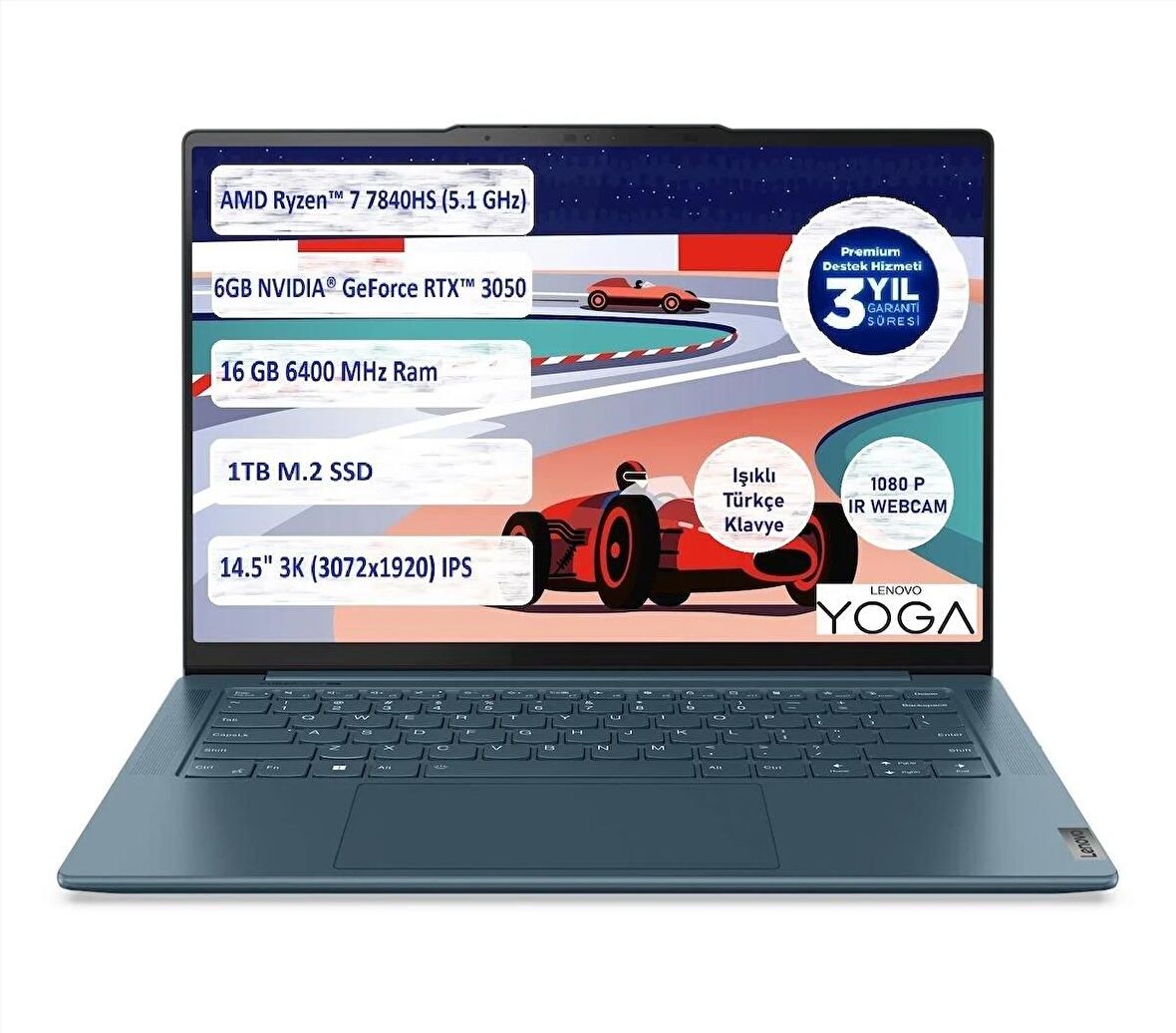 LENOVO YOGA PRO 7 14APH8 RYZEN 7 7840HS 16GB 1 TB SSD 6GB RTX3050 VGA 14.5" 3K Freedos 82Y8002LTX