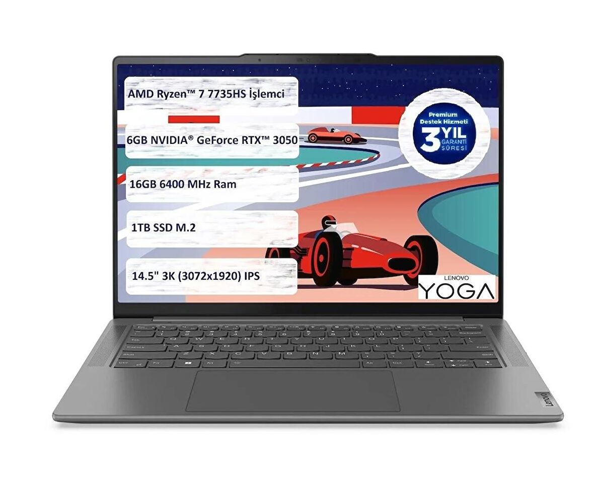 Lenovo Yoga Pro 7 14ARP8 Ryzen 7 7735HS 16GB 1 TB SSD 14.5" 6 GB RTX 3050 3K Freedos 83AU003YTX