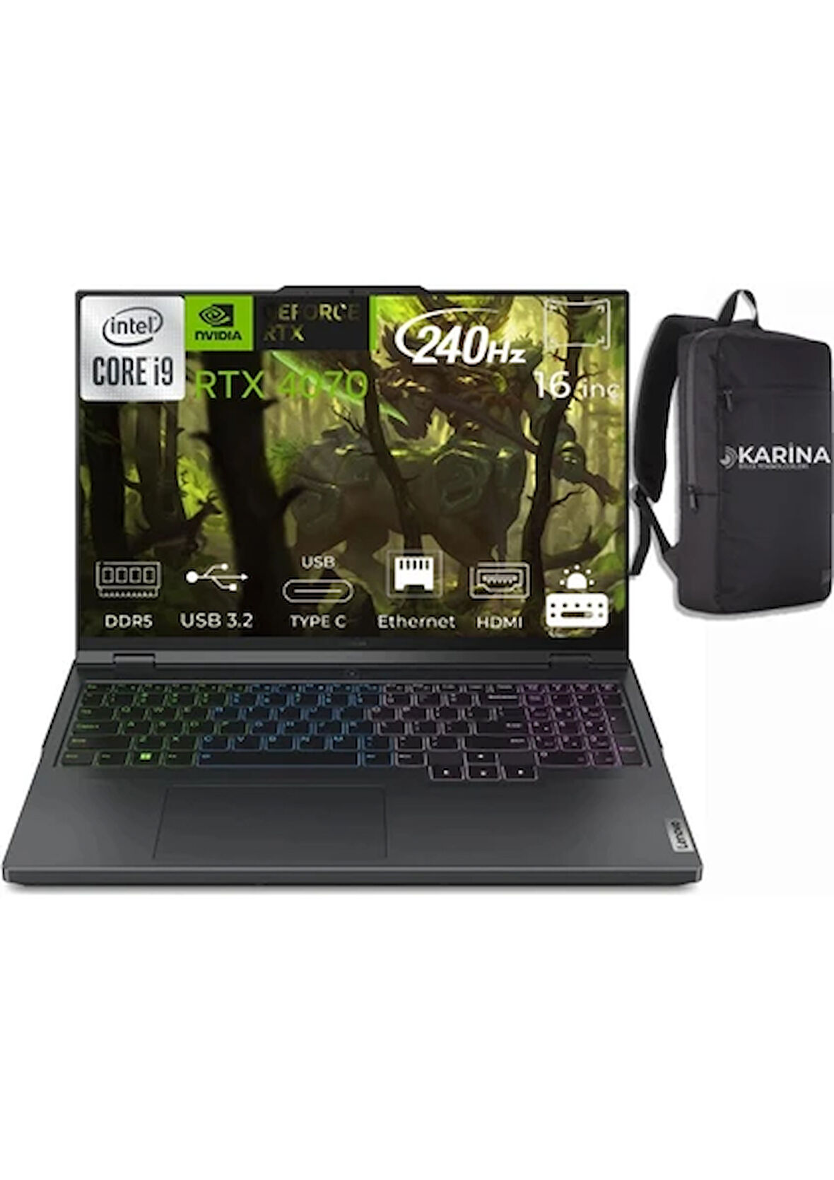 LENOVO Legion Pro 5 Intel Core i9-14900HX 48GB RAM 1TB SSD 16" RTX 4070 Win 11 Gaming Laptop 83DF00ALTR-01
