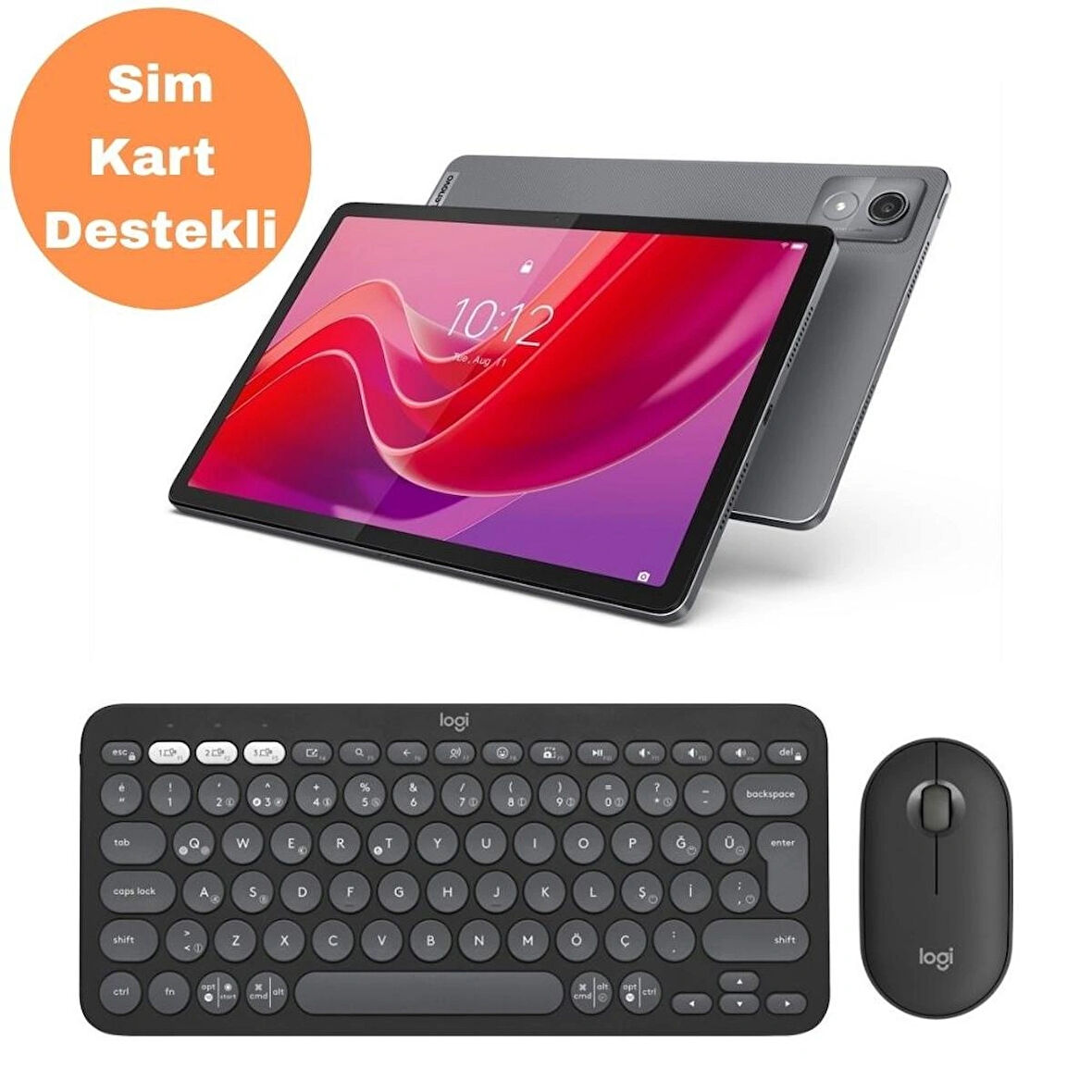 Lenovo Tab K11 TB330XUP 11'' 8GB 128GB WUXGA Wifi + Lte Tablet ZADK0091TR (Sim Kart Uyumlu) + Logitech Pebble 2 Klavye Mouse Siyah