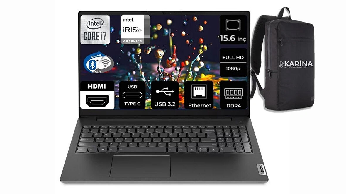 Lenovo V15 G3 Intel Core I7-1255U 8GB 512GB M.2 + 1TB SSD Freedos 15.6" Fhd Taşınabilir Bilgisayar 82TT00QPTX-11