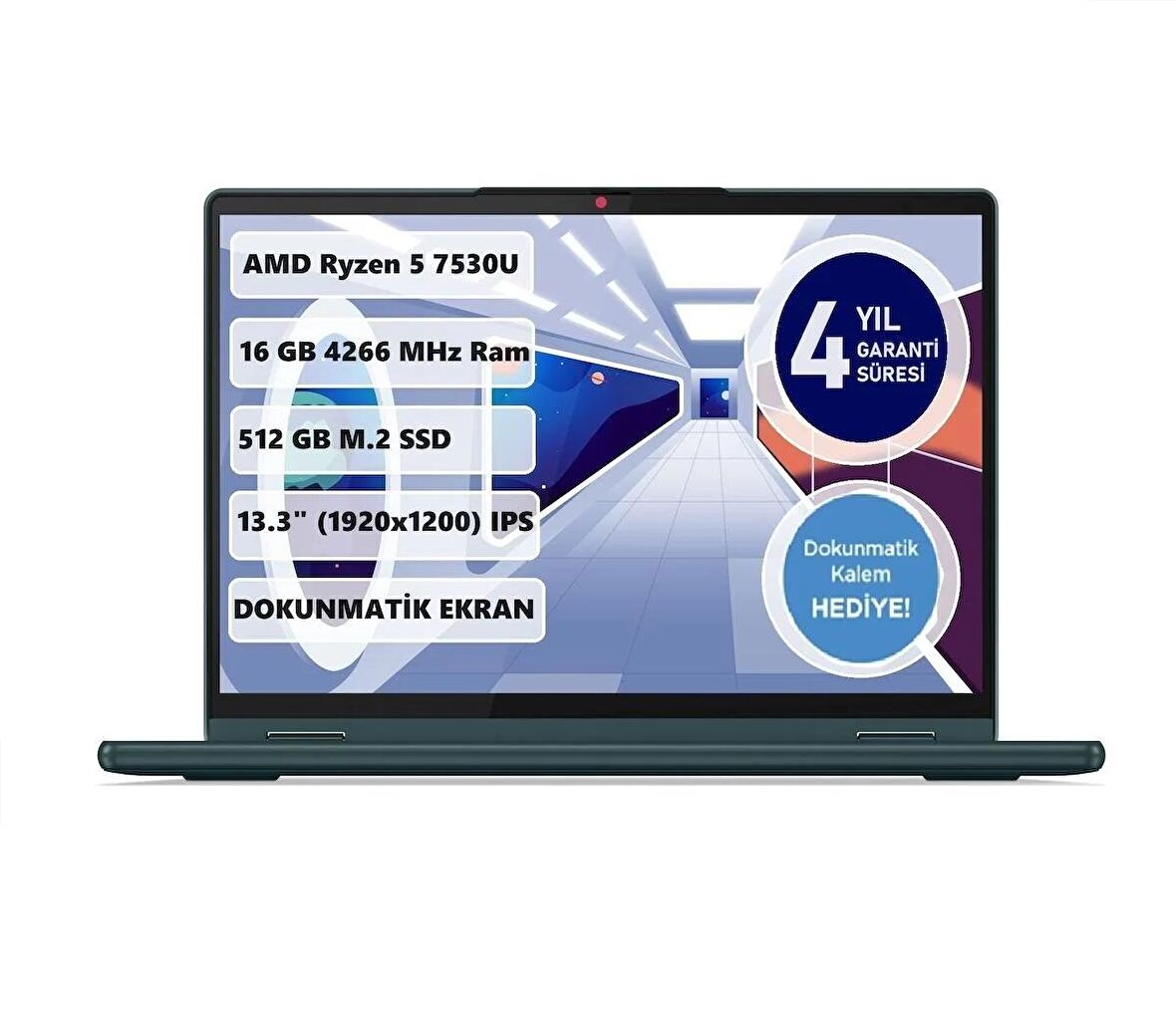 Lenovo Yoga 6 13ABR8 Ryzen 5 7530U 16GB 512 GB SSD 13.3" Freedos 83B2008FTX Dokunmatik Bilgisayar