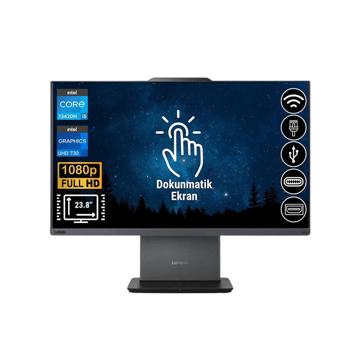 Lenovo Thinkcentre Neo 50A i5-13420H 40GB 512GB M.2 SSD 12SC001LTR ATL13 23.8" Dokunmatik Ekran Fdos All In One Bilgisayar
