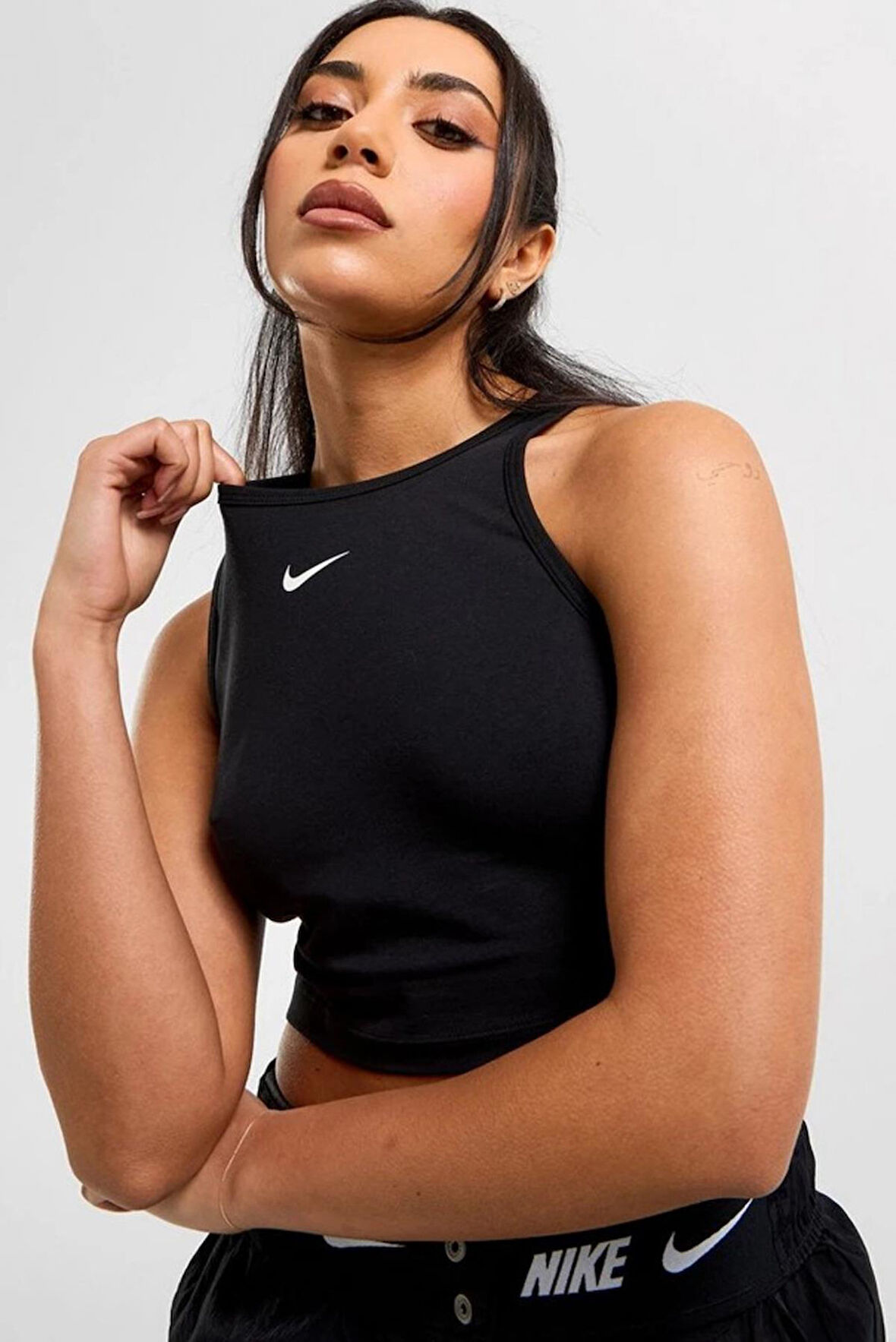 Nike Nsw Tank Top Gls  Dar Kesim Kadın Crop Siyah Tişört  