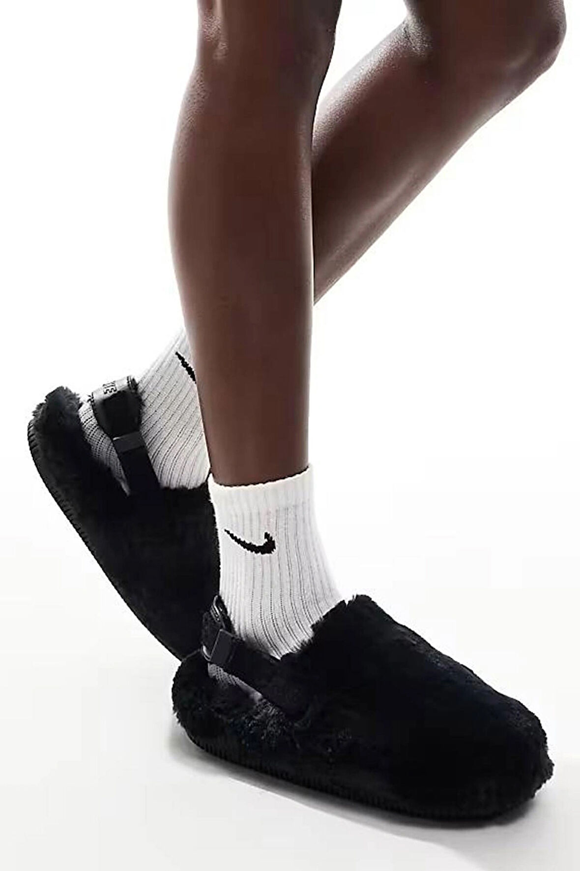 Nike Calm Mule SE Women's Slides Kadın Peluş Soft Kürklü Günlük Sandalet Siyah