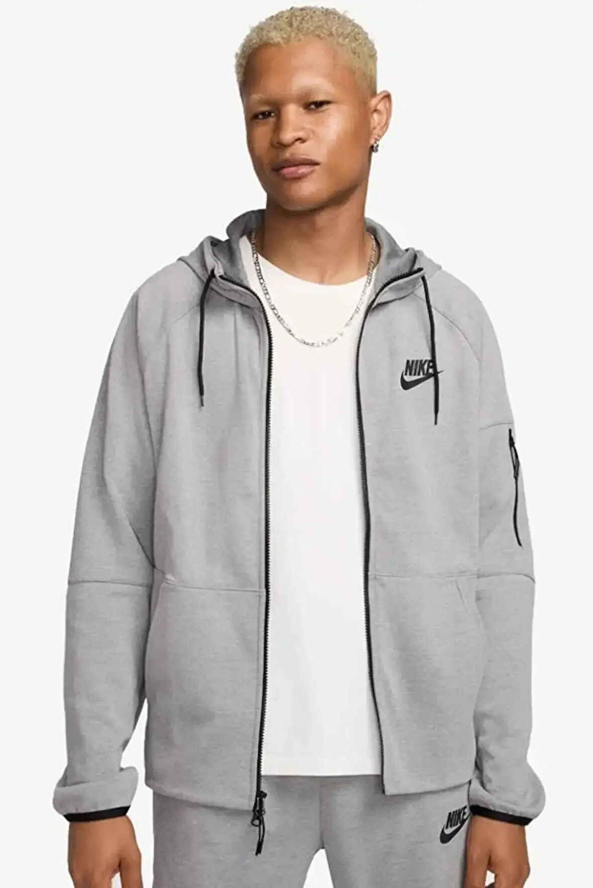 Nike Tech Fleece Full-Zip Hoodie Erkek Gri Spor Sweatshrit