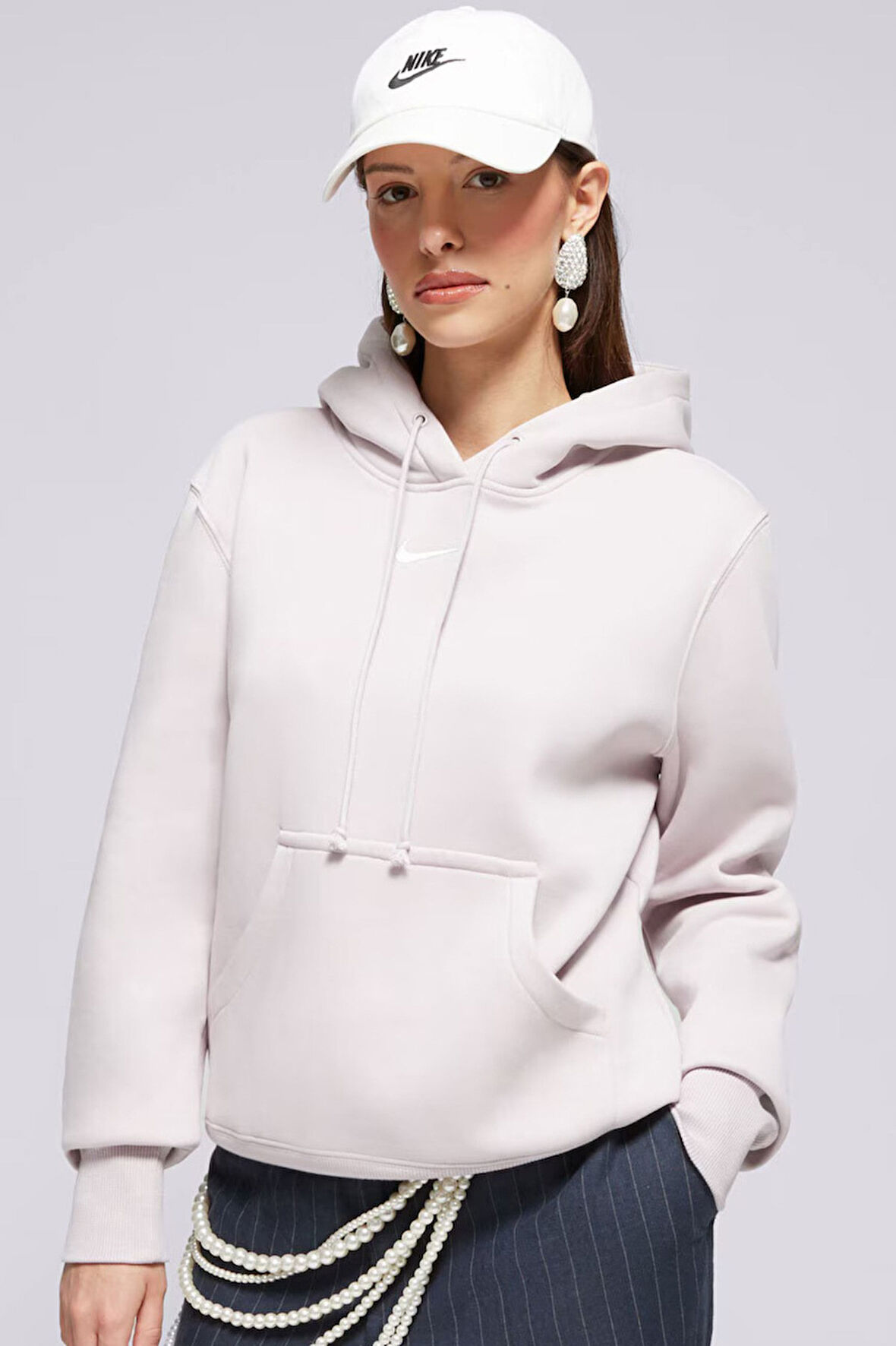 Nike Nsw Phnx Fleece Mikina Pudra Renk Kadın Spor Sweatshrit