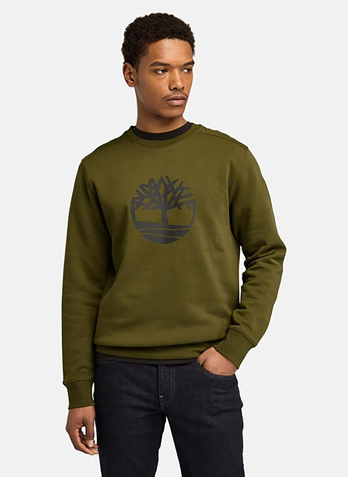 Yeşil Erkek Bisiklet Yaka Normal Kalıp Sweatshirt TB0A2BJ83021_KENNEBEC RIVER Tree Lo