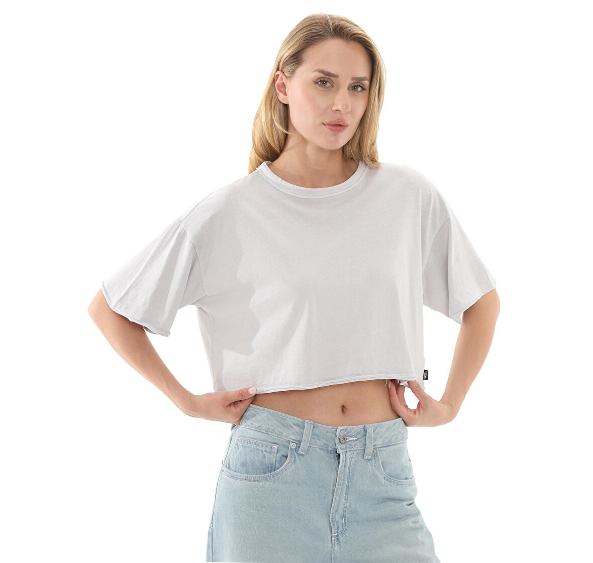 000M98UUI1-R Vans Relaxed Crop Wash Ss Tee Kadın T-Shirt Pembe