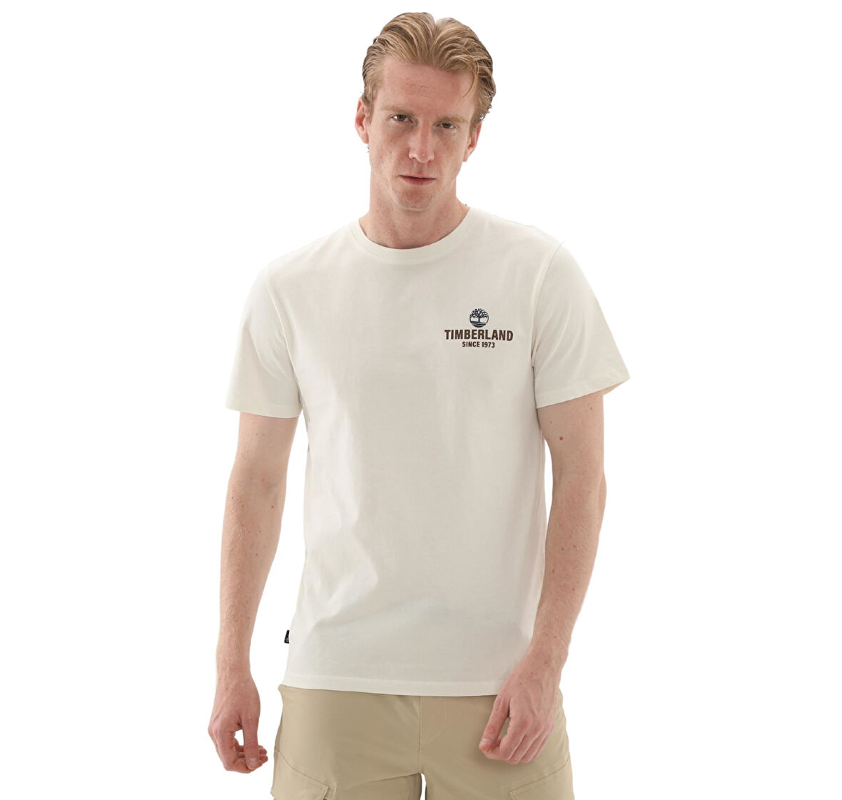 B0A2G8SCM91-R Timberland Work Inspired Back Graphic Tee Erkek T-Shirt Krem