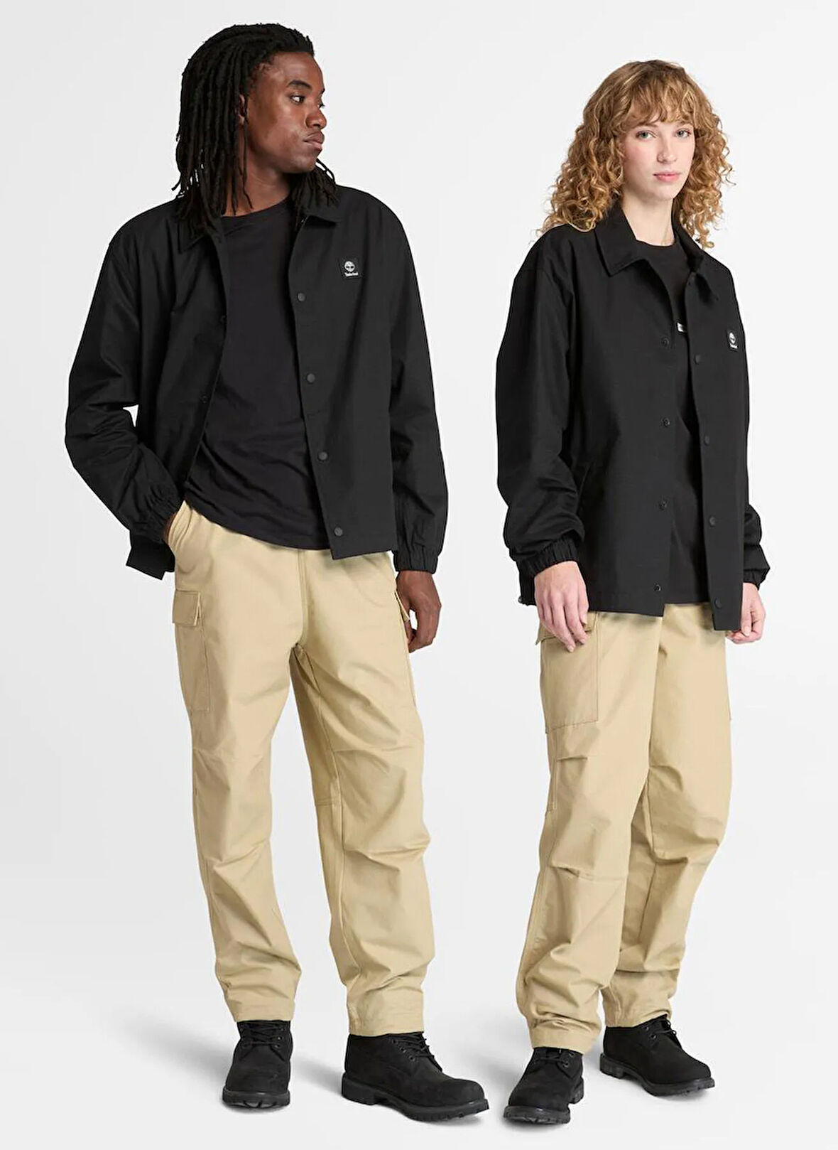 Timberland Woven Badge Ripstop Coach Jacket Siyah Normal Düz Erkek Ceket