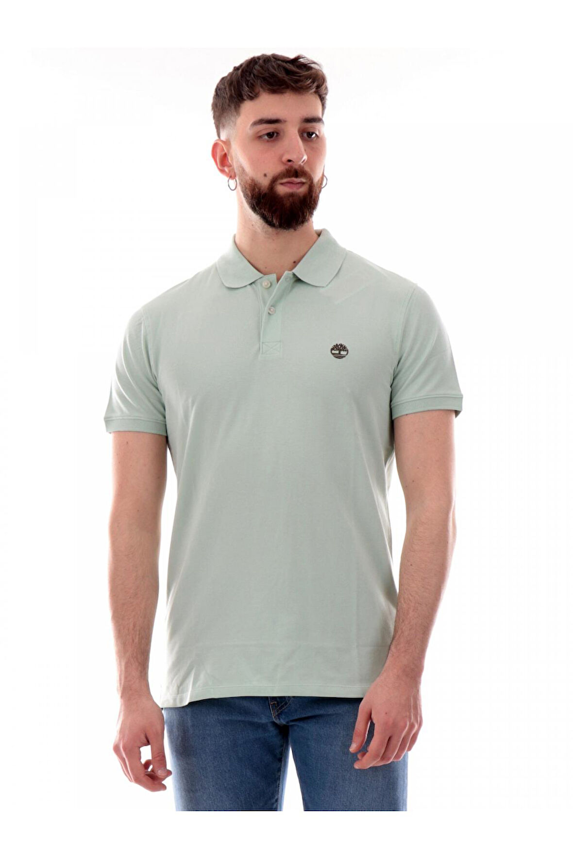 Timberland Tb0A6Bx4 Millers River Sleeve Stretch Polo Açık Yeşil Erkek T-Shirt