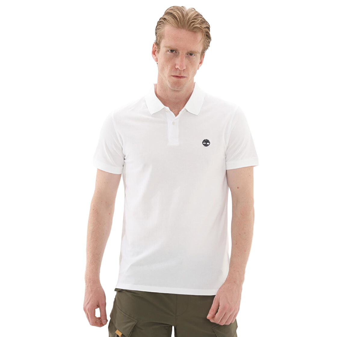 B0A6BX41001-R Timberland Mıllers Rıver Short Sleeve Stretch Polo Erkek T-Shirt Beyaz