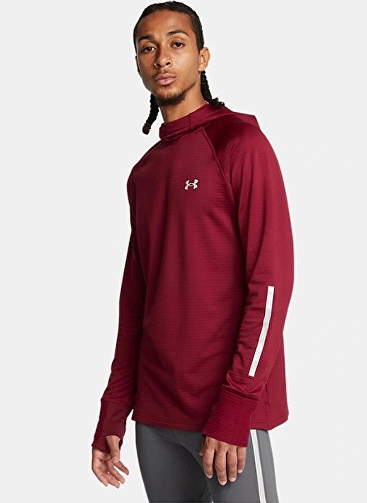 Bordo Erkek Normal Düz T-Shirt 1386675-625 UA LAUNCH ELITE CW HOOD