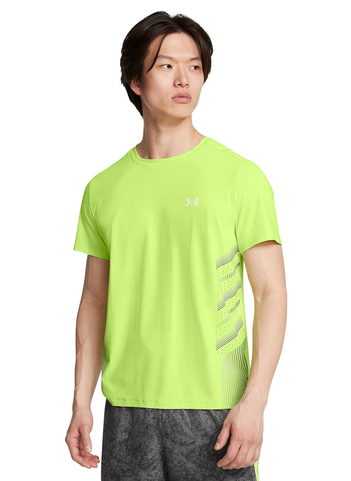 Yeşil Erkek Yuvarlak Yaka Normal Kalıp T-Shirt 1376518-304 UA LAUNCH ELITE GRAPHIC