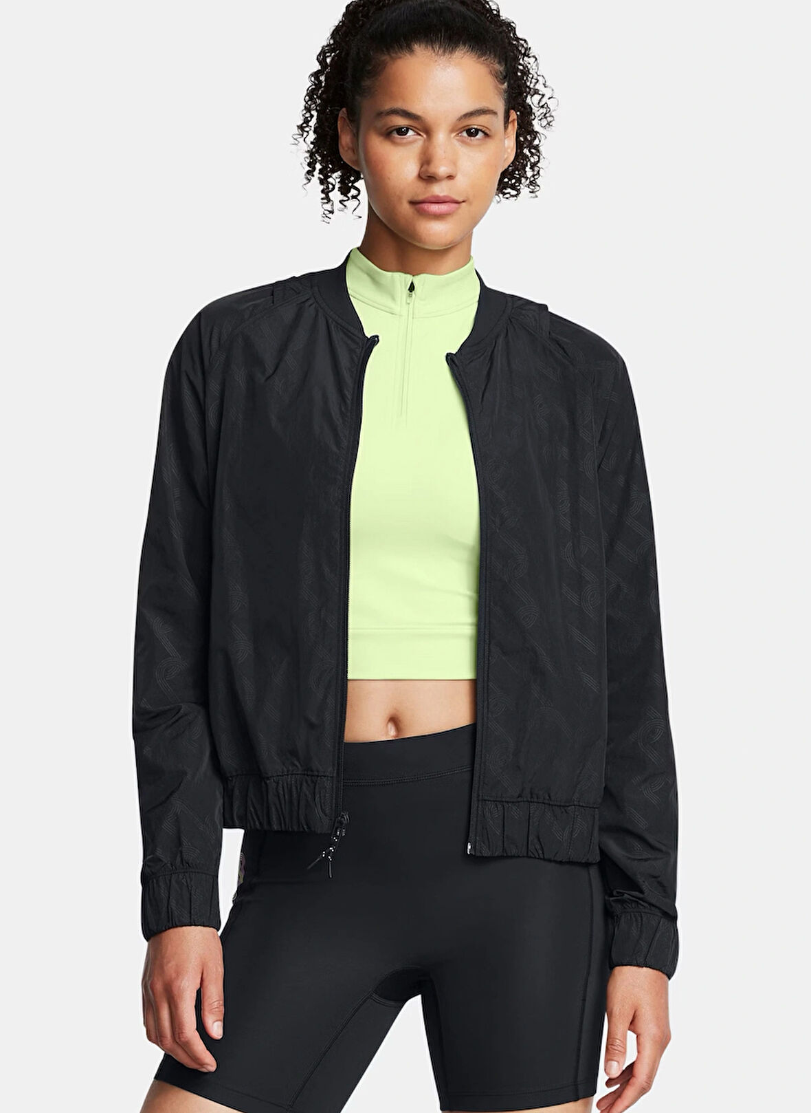 Siyah Kadın Fermuarlı Yaka Normal Kalıp Zip Ceket 1386346-001 UA Run Anywhere Jacket