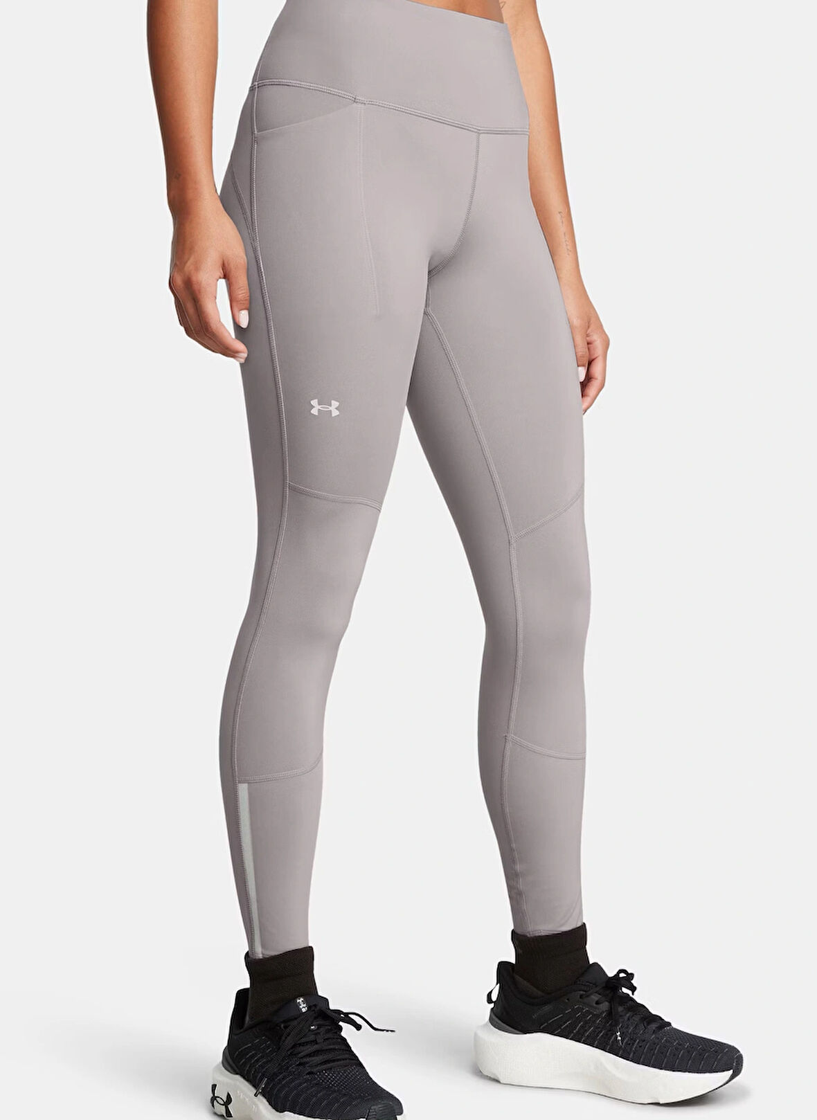 Gri Kadın Lastikli Bel Dar Kalıp Tayt 1386351-015 UA Launch Elite CW Tigh
