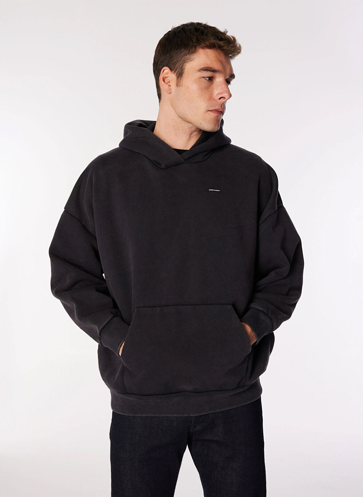 Siyah Kadın Yuvarlak Yaka Normal Kalıp Sweatshirt 1386485-001 UA Icon HWT Flc OS Hdy