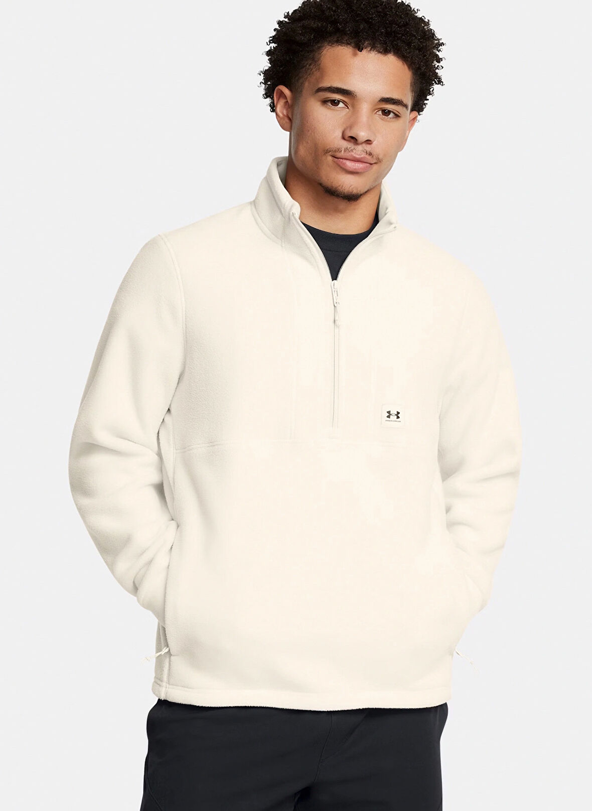 Beyaz Erkek Fermuarlı Yaka Normal Kalıp Sweatshirt 1387570-110 UA Expanse Fleece HZ