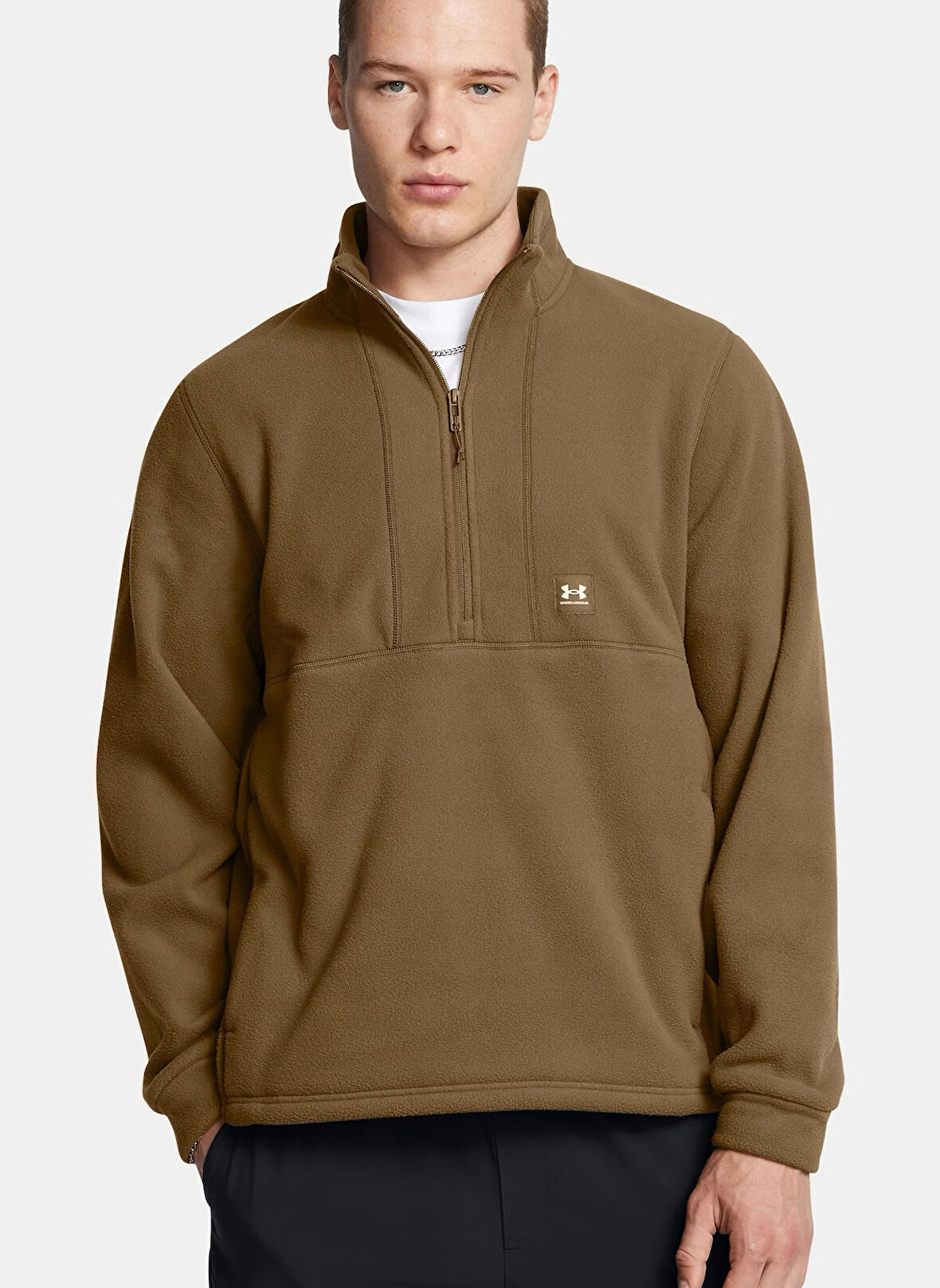 Kiremit Erkek Fermuarlı Yaka Normal Kalıp Sweatshirt 1387570-498 UA Expanse Fleece HZ