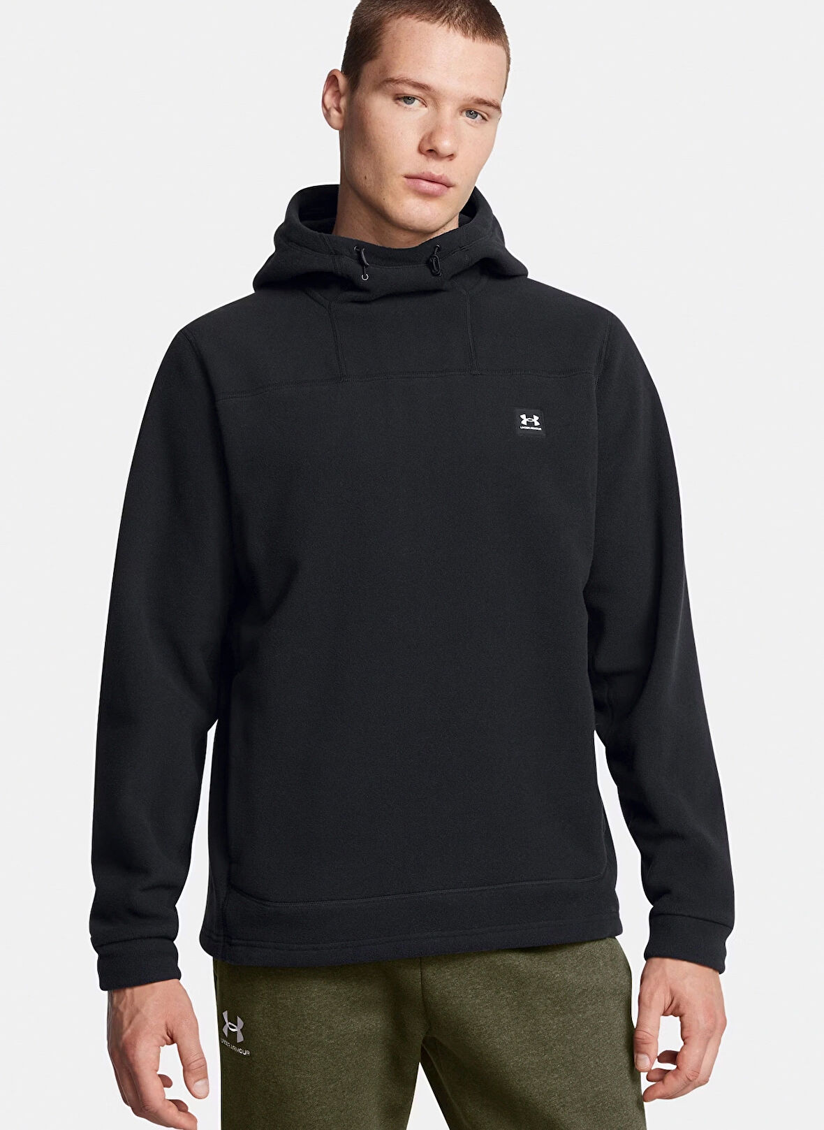 Siyah Erkek Kapüşon Yaka Normal Kalıp Sweatshirt 1387571-001 UA Expanse Fleece Hoodi