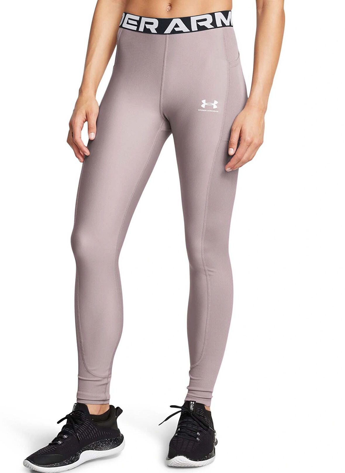Gri Kadın Lastikli Compression Fit Desenli Tayt 1388693-015 HeatGear Rib Legging