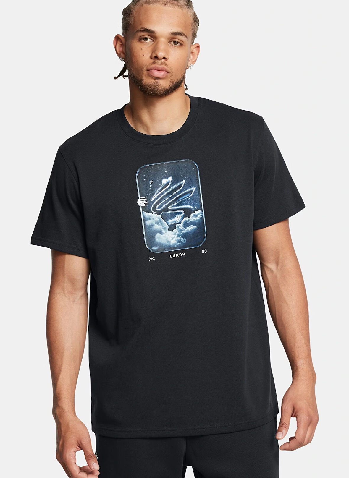 Siyah Erkek Yuvarlak Yaka T-Shirt 1387108-001 Curry Hvyweight Trend T